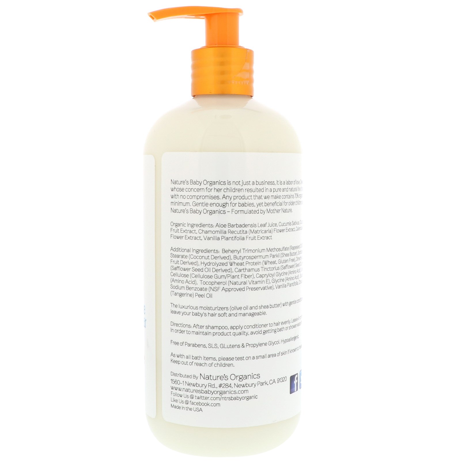 Nature's Baby Organics, Condicionador e Desembaraçante, Baunilha e Tangerina, 473 ml (16 fl oz) - Imagem 2