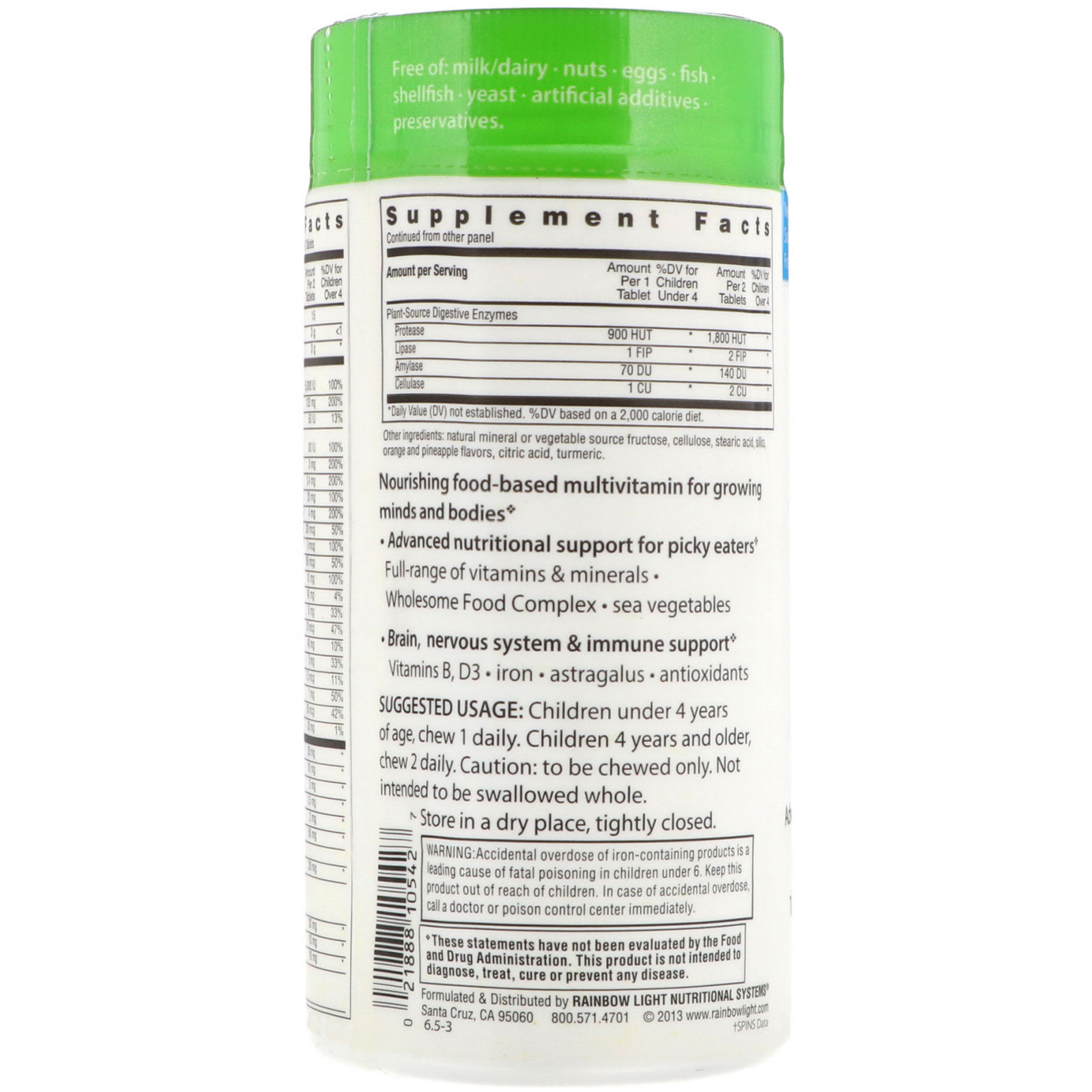Rainbow Light, Nutri Stars, Food-Based Multivitamin, Fruit Punch Flavor, 60 Chewable Tablets - Imagem 2
