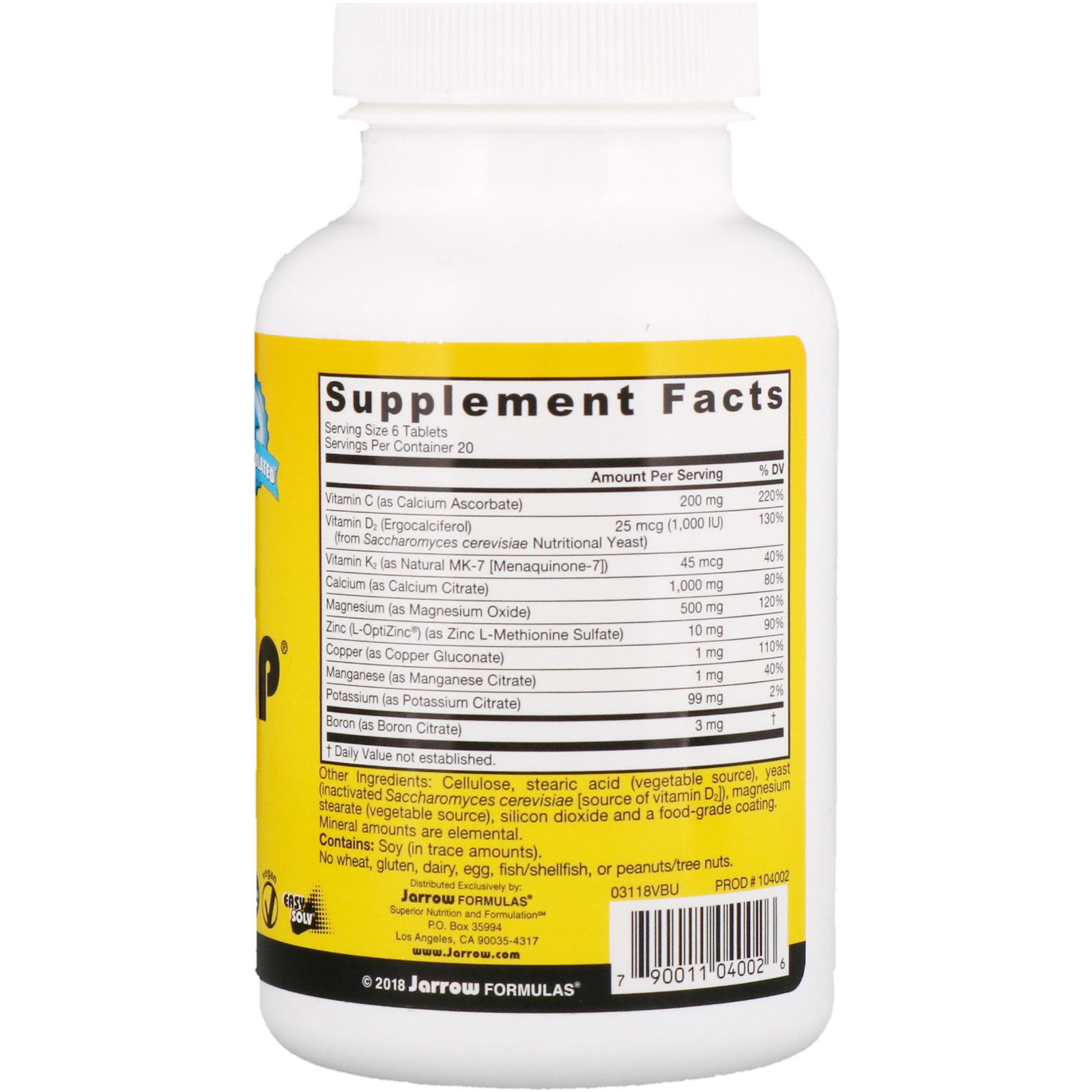 Jarrow Formulas, Bone-Up with Calcium Citrate, 120 Tablets - Imagem 2