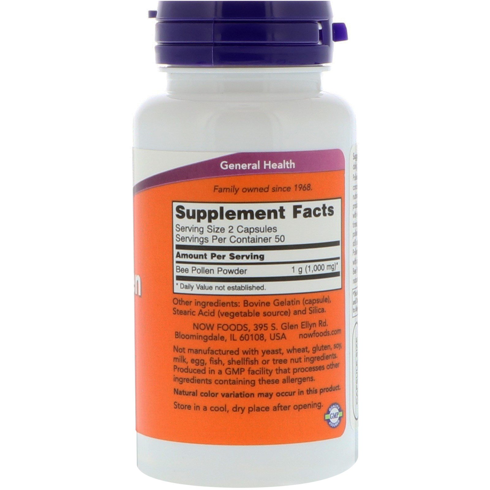 Now Foods, Cápsulas de Pólen de Abelha, 500 mg, 100 Cápsulas - Imagem 2