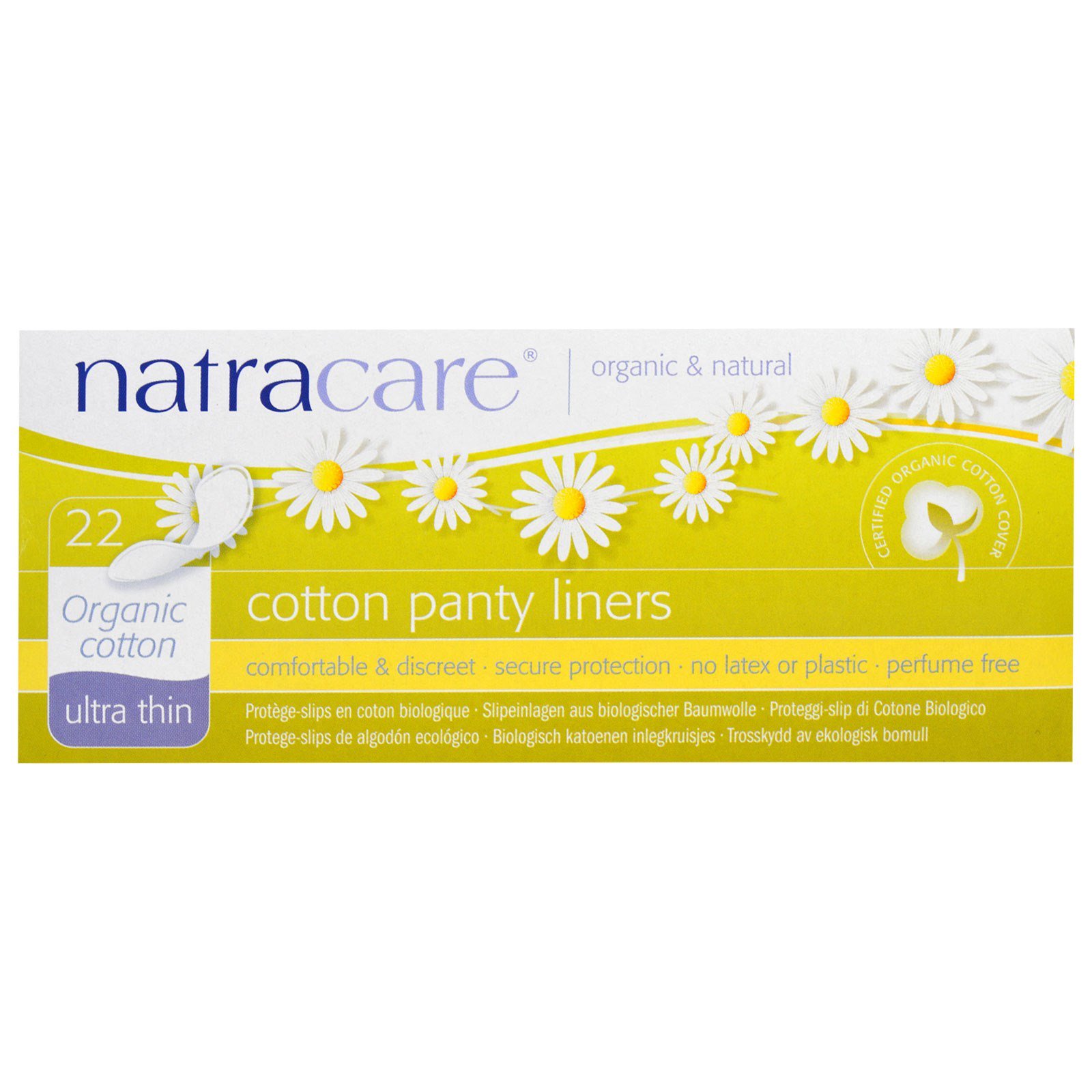 Natracare, Protetor Íntimo Diário de Algodão, Ultra Fino, Algodão Orgânico, 22 Protetores Íntimos Diários