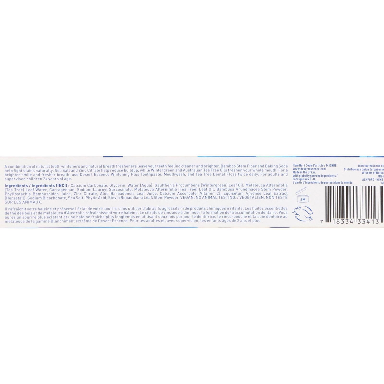 Desert Essence, Tea Tree Oil Whitening Plus Toothpaste, Hortelã Fresca, 176 g (6,25 oz) - Imagem 2
