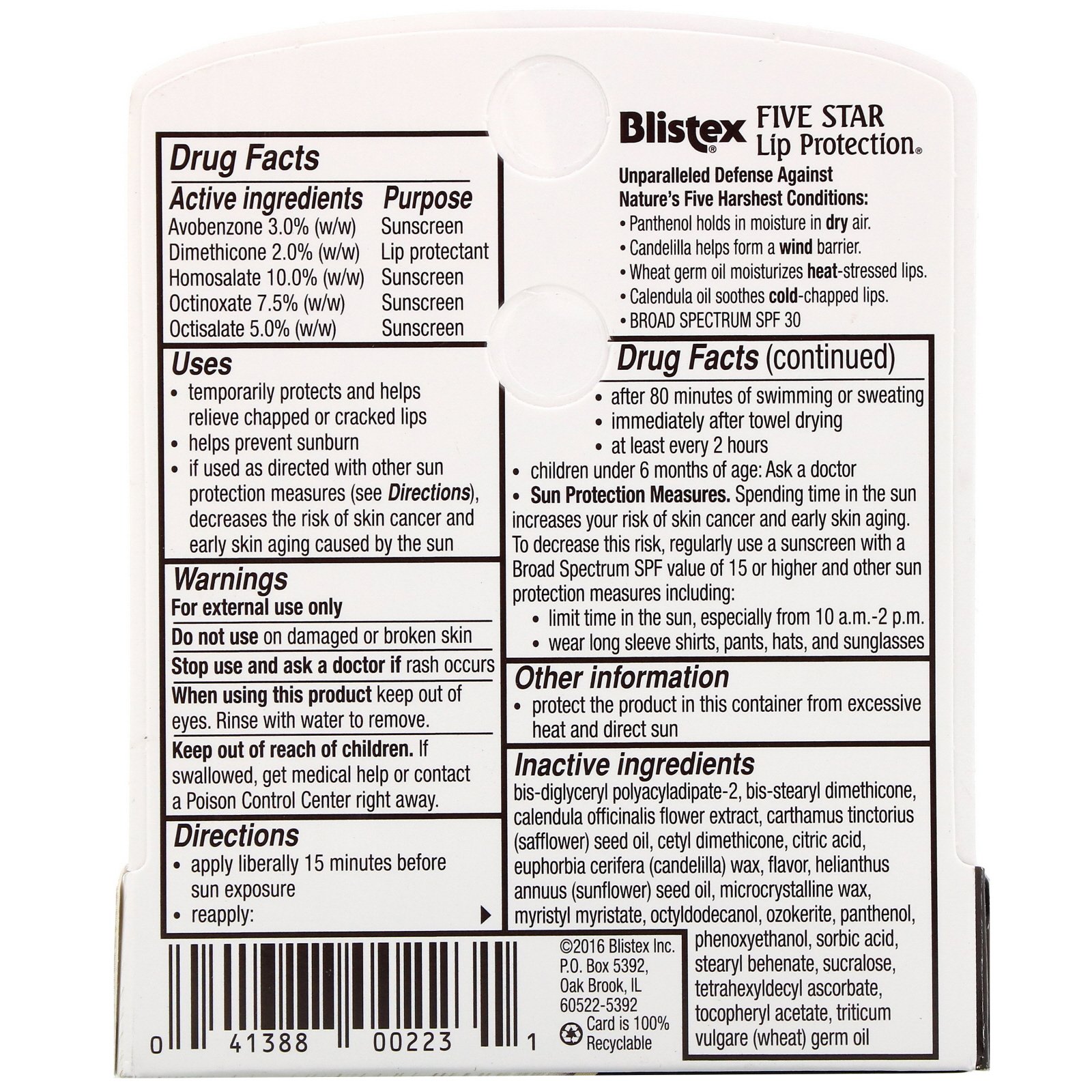 Blistex, Protetor Labial Cinco Estrelas, FPS 30, 0,15 oz (4,25 g) - Imagem 3