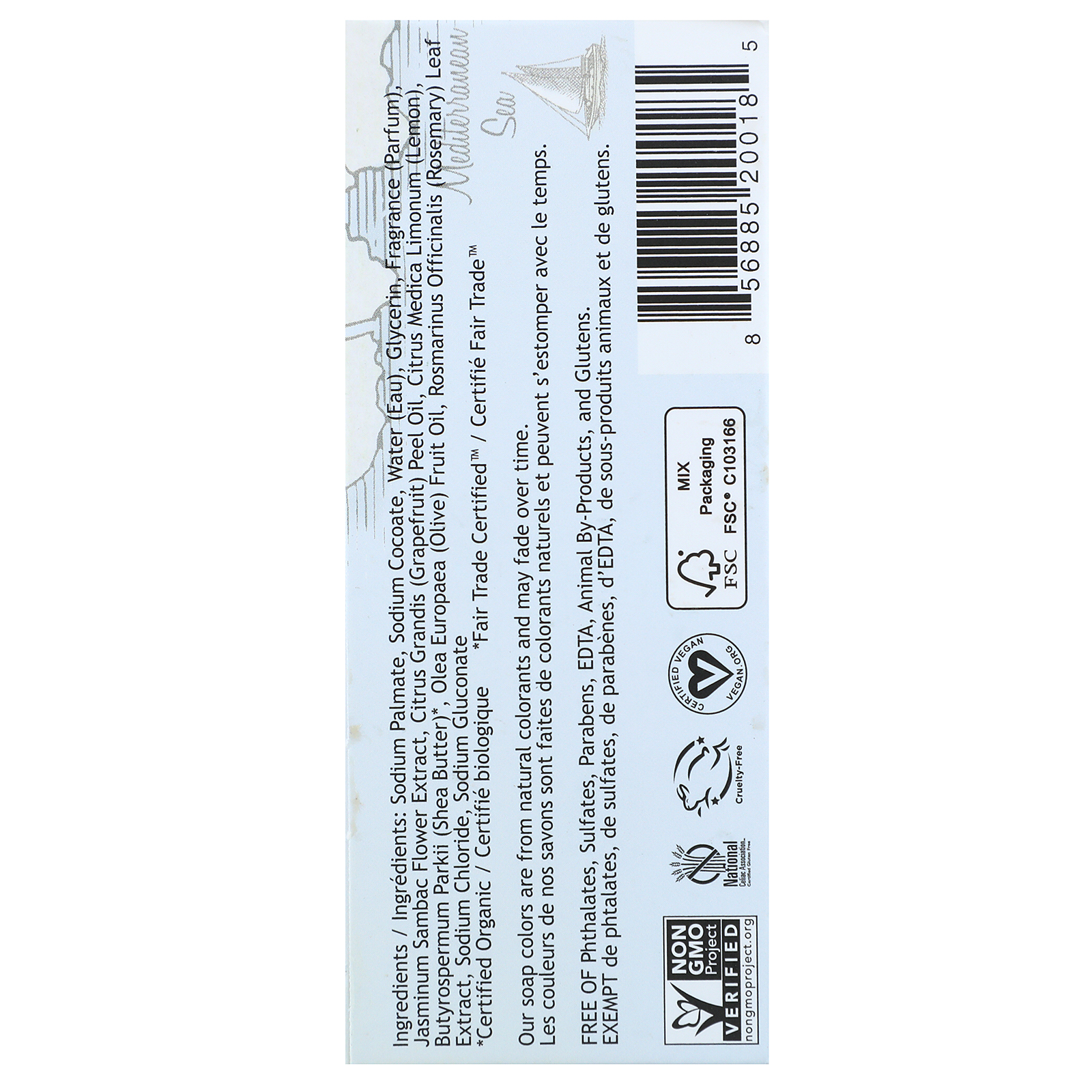 South of France, Jasmim Florescente, Sabonete Oval Francês Moído com Manteiga de Karité Orgânica, 6 oz (170 g) - Imagem 3