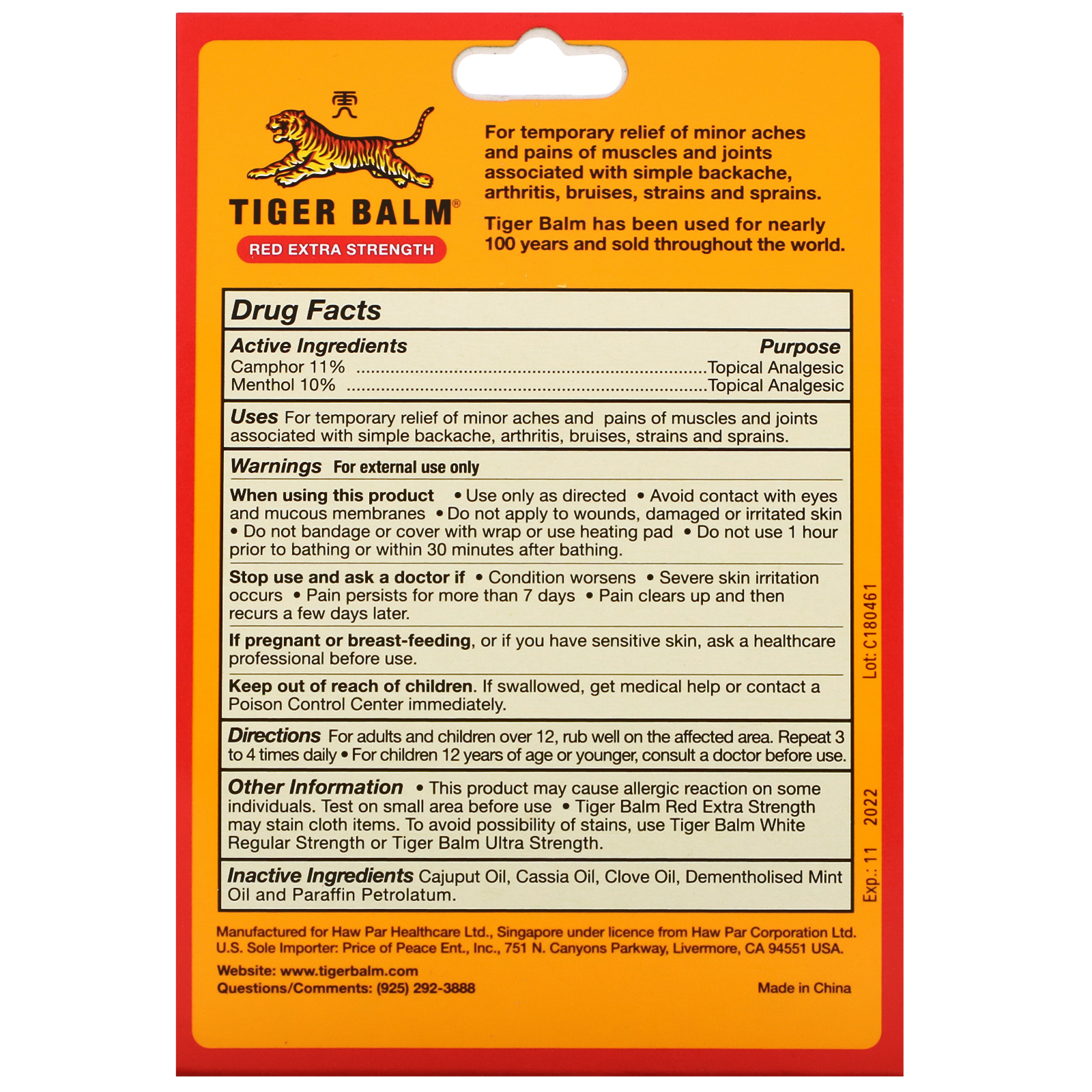 Tiger Balm, Pomada para Alívio da Dor, Extra Forte, ,63 oz (18 g) - Imagem 3