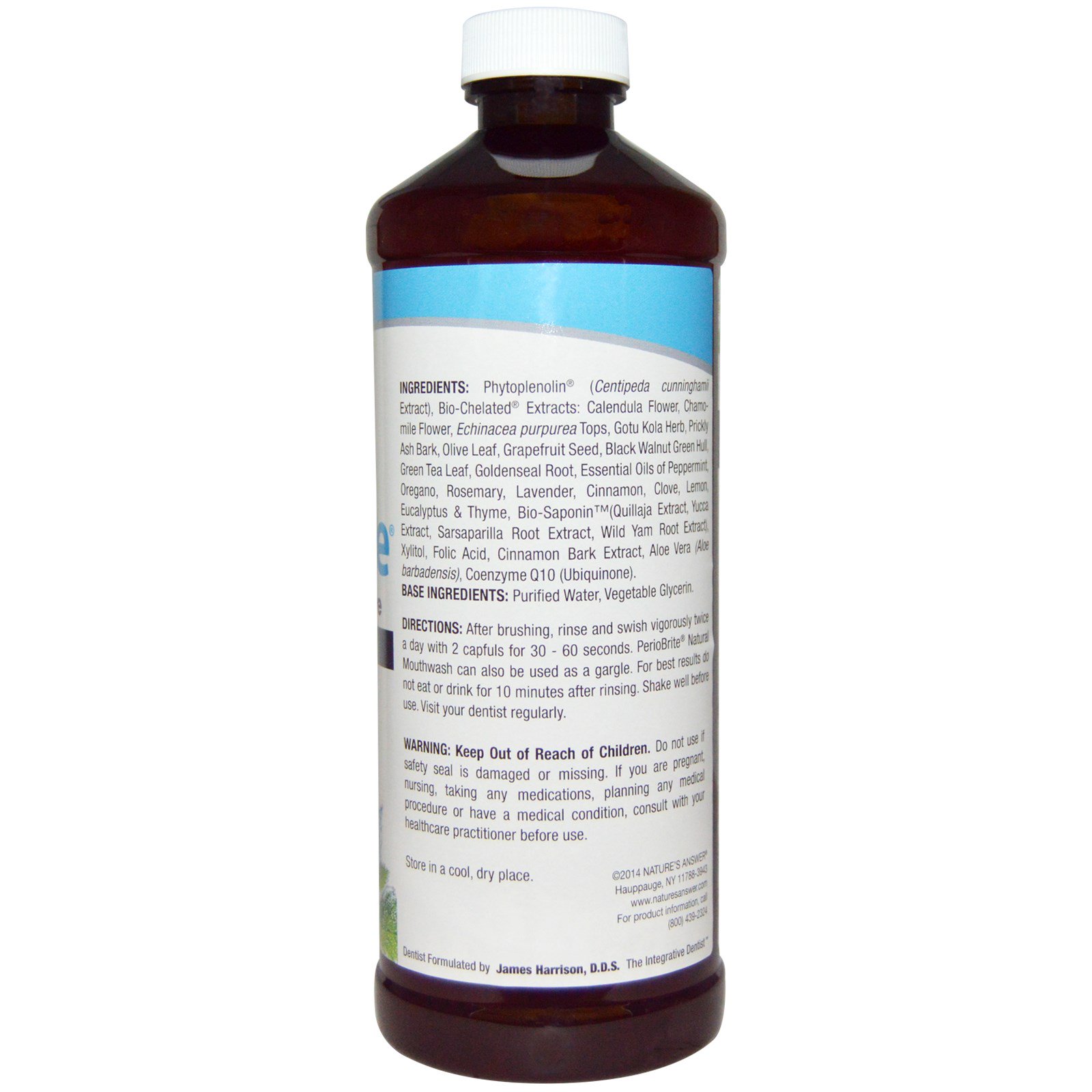 Nature's Answer, PerioBrite, Enguaxante Bucal Natural, Menta do Inverno, frasco de 16 oz (480 ml) - Imagem 2