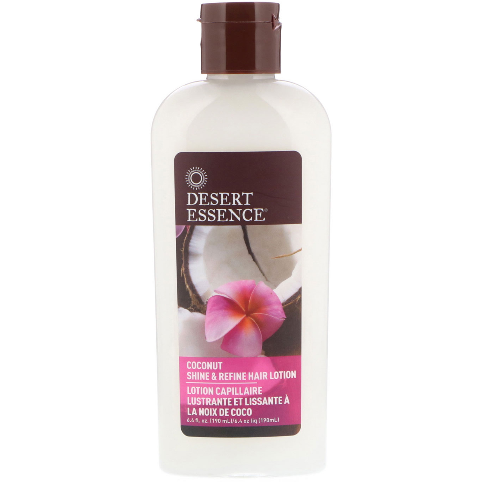 Desert Essence, Loção Capilar Shine & Refine, Coco, 6,4 fl oz (190 ml)