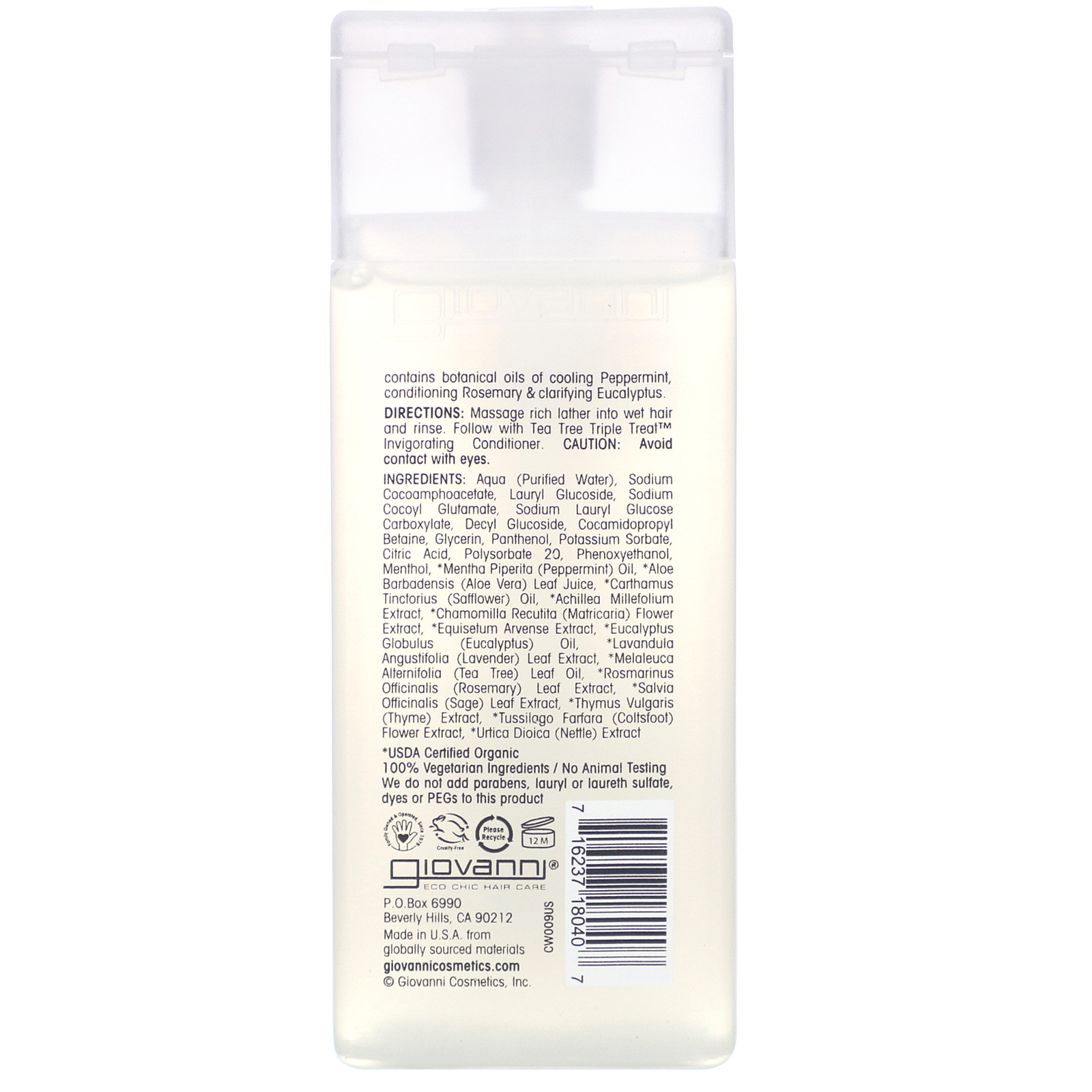 Giovanni, Tea Tree Triple Treat Invigorating Shampoo, 2 fl oz (60 ml) - Imagem 2