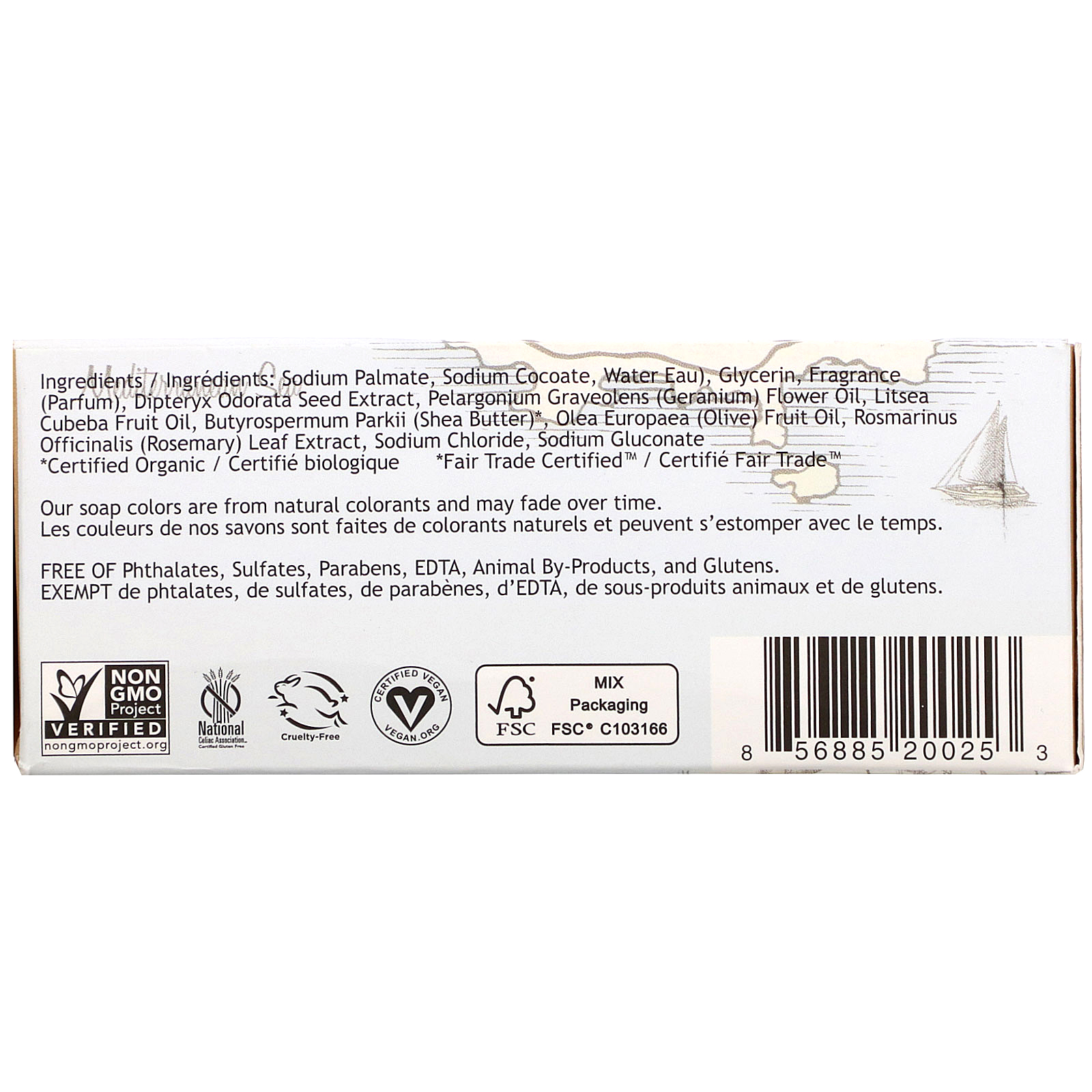 South of France, French Milled Soap with Organic Shea Butter, 6 oz (170 g) - Imagem 3