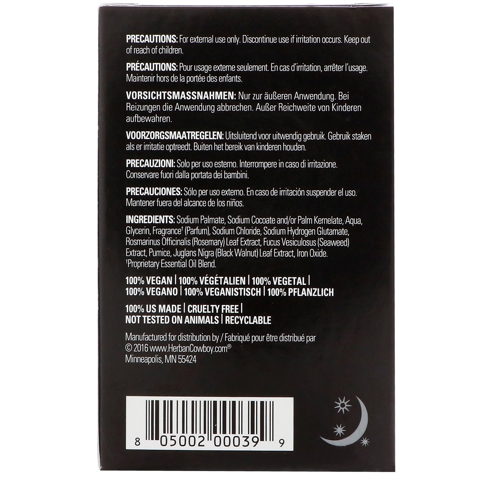 Herban Cowboy, Sabonete Moído Desodorante, Noite, 5 oz (140 g) - Imagem 2