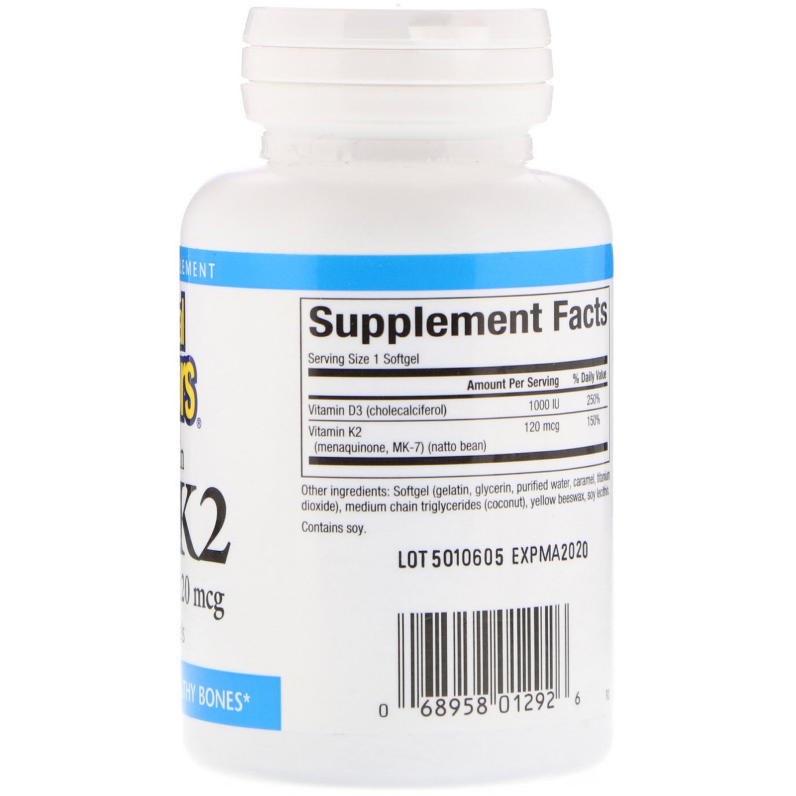 Natural Factors, Vitamina D3 e K2, 60 Cápsulas Softgel - Imagem 2