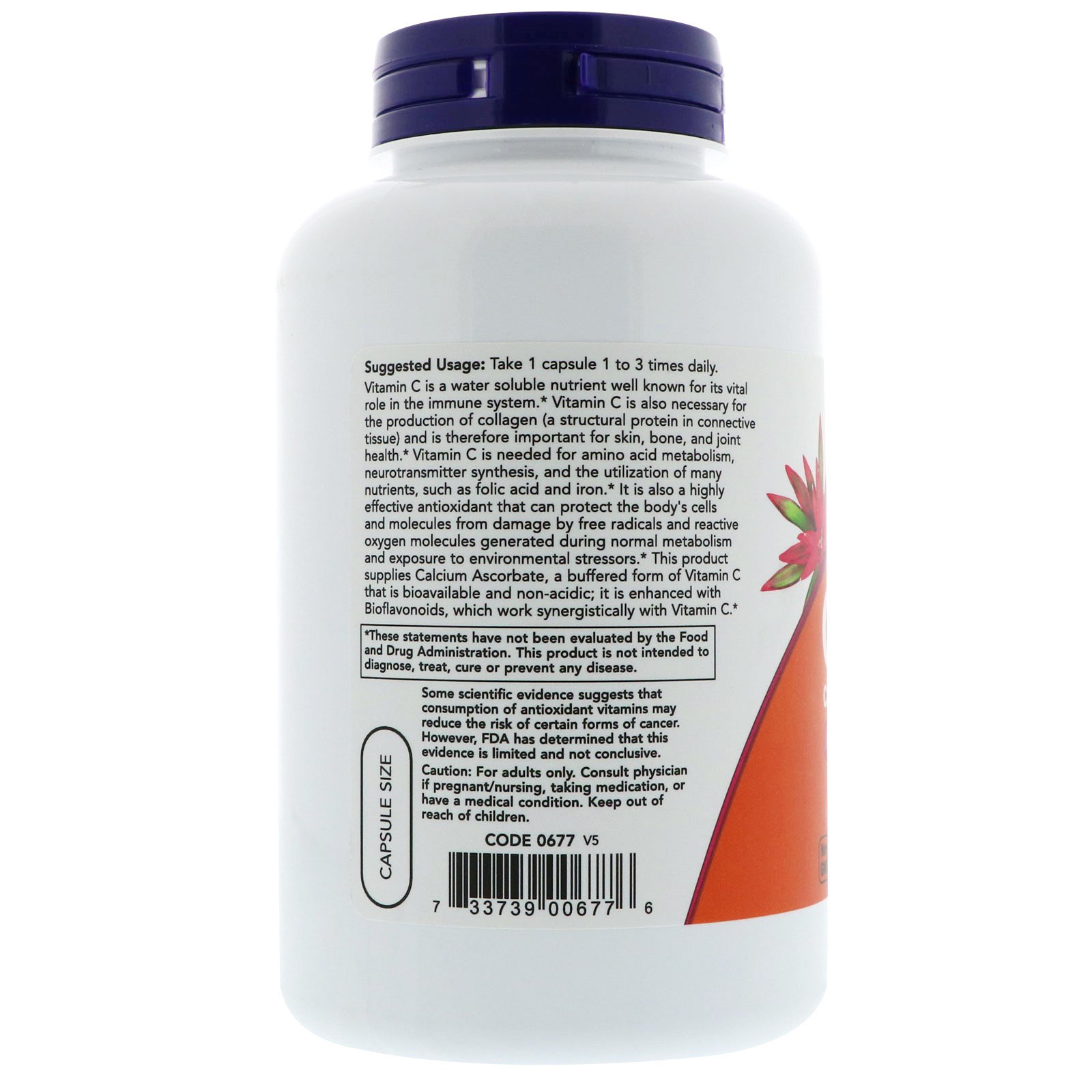 Now Foods, C-500, Cálcio ascorbate-C, 250 cápsulas - Imagem 3