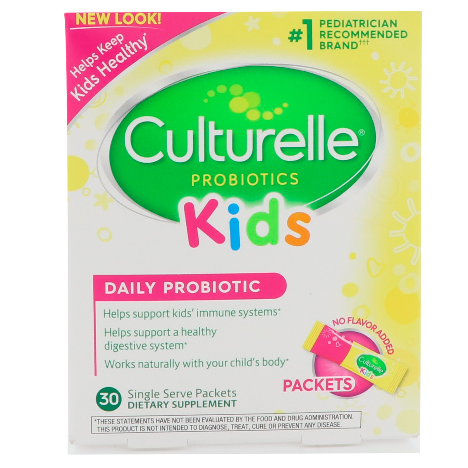 Culturelle, Crianças, Probiótico Diário, Sem Sabor, 30 Pacotes de Porção Única
