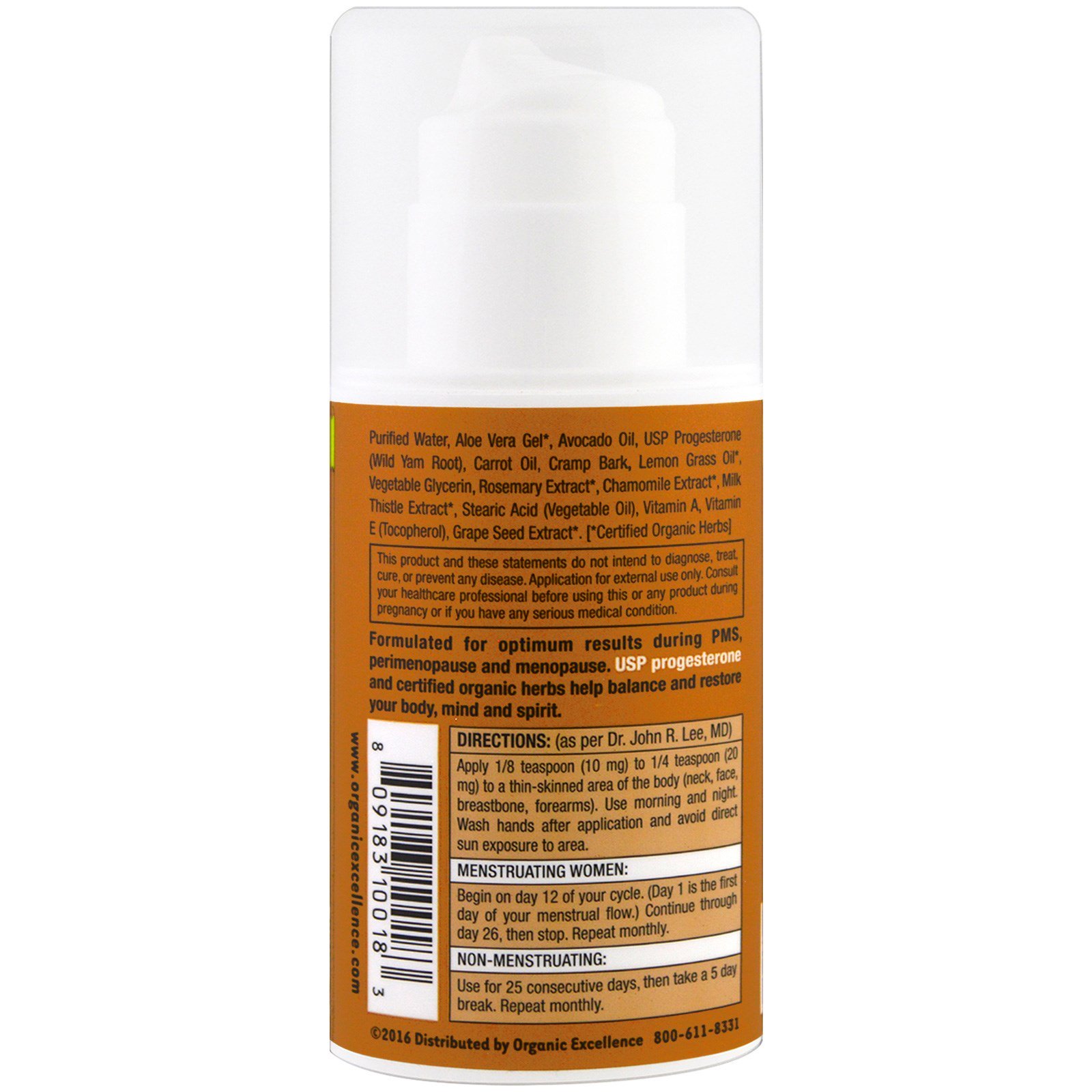 Organic Excellence, Terapia de Equilíbrio Feminino, Creme de Progesterona, Sem Fragrância, 85,5 g (3 oz) - Imagem 2