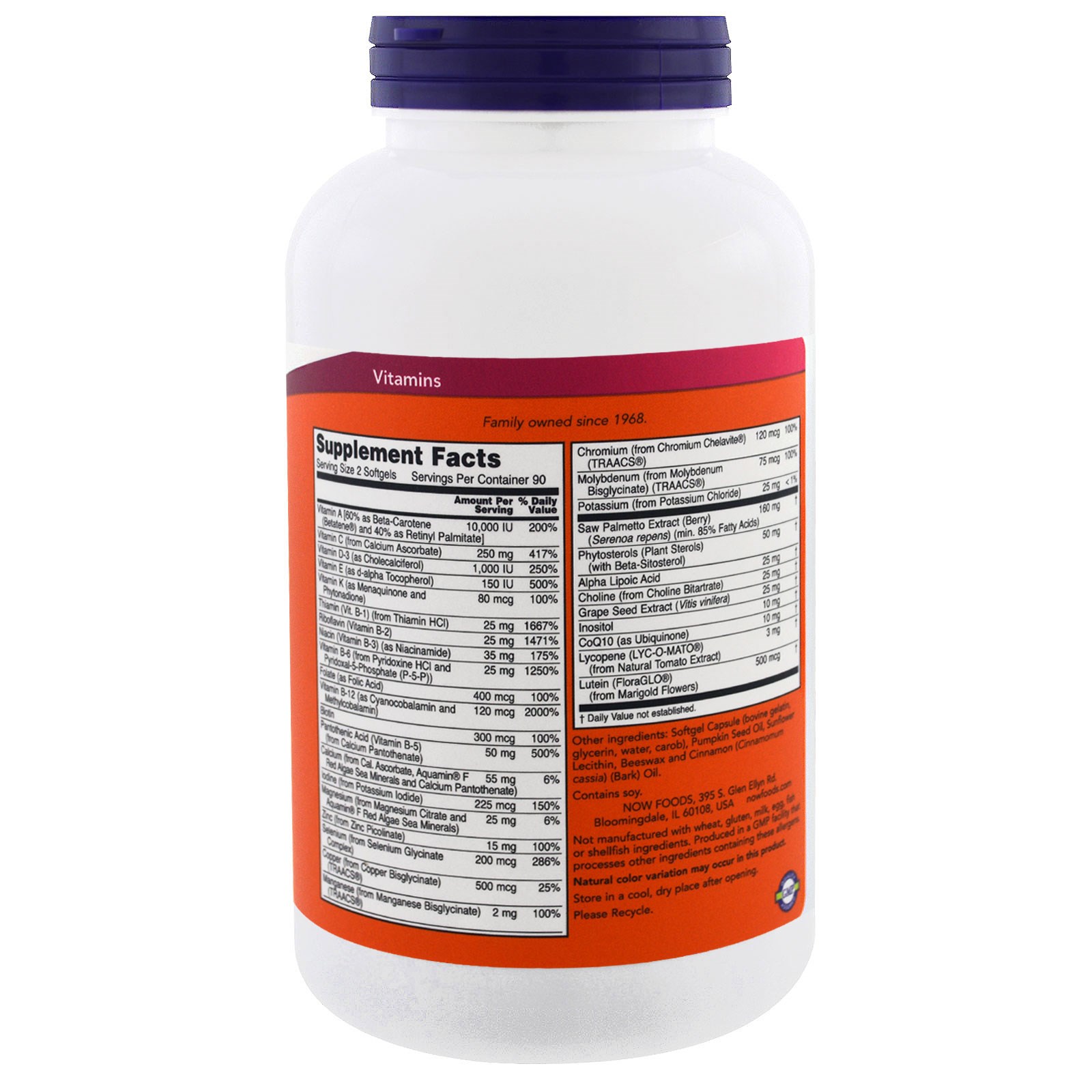 Now Foods, ADAM, Multivitamínico Superior para Homens, 180 Softgels - Imagem 2
