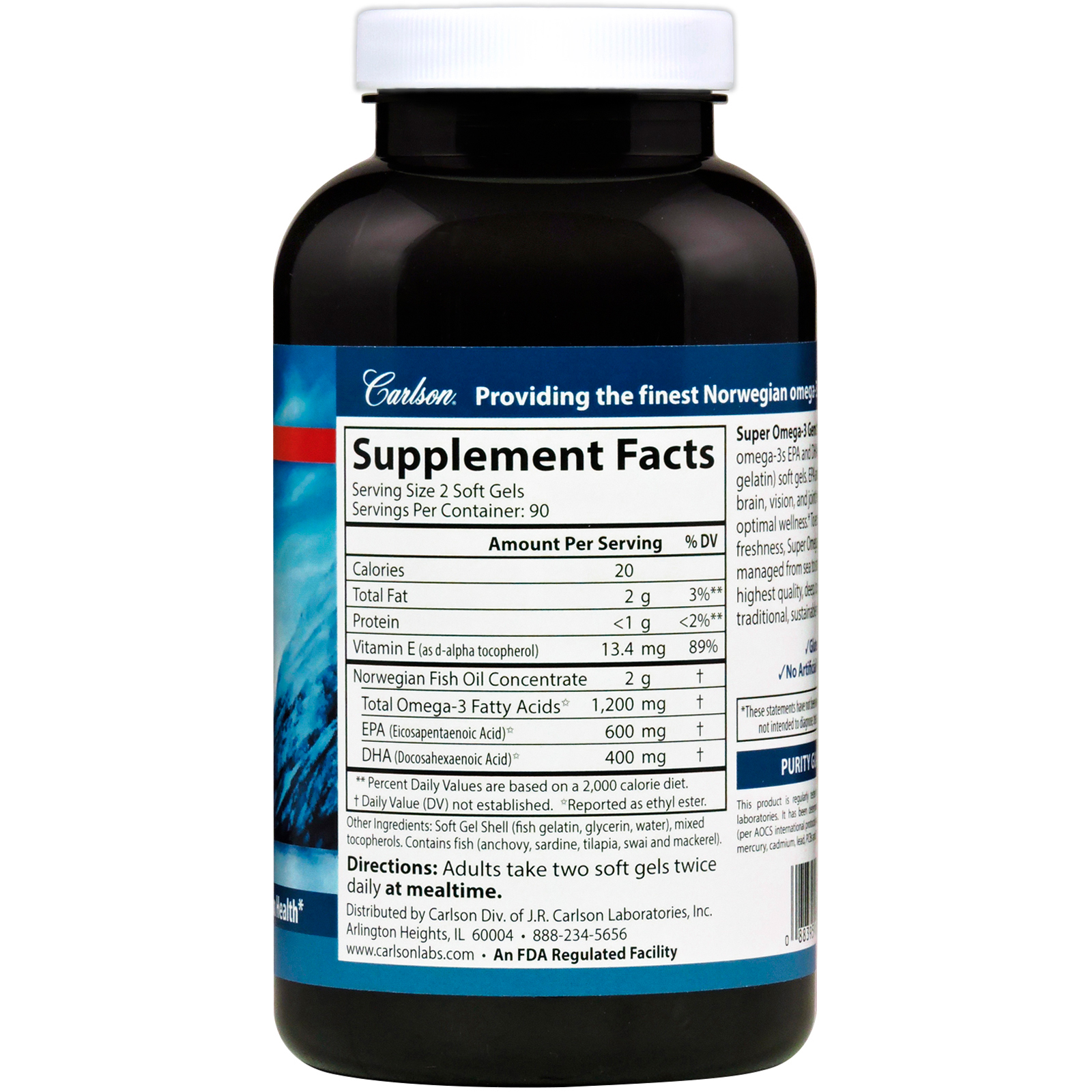 Carlson Labs, Norwegian, Super Omega-3 Gems, 180 Soft Gels - Imagem 2