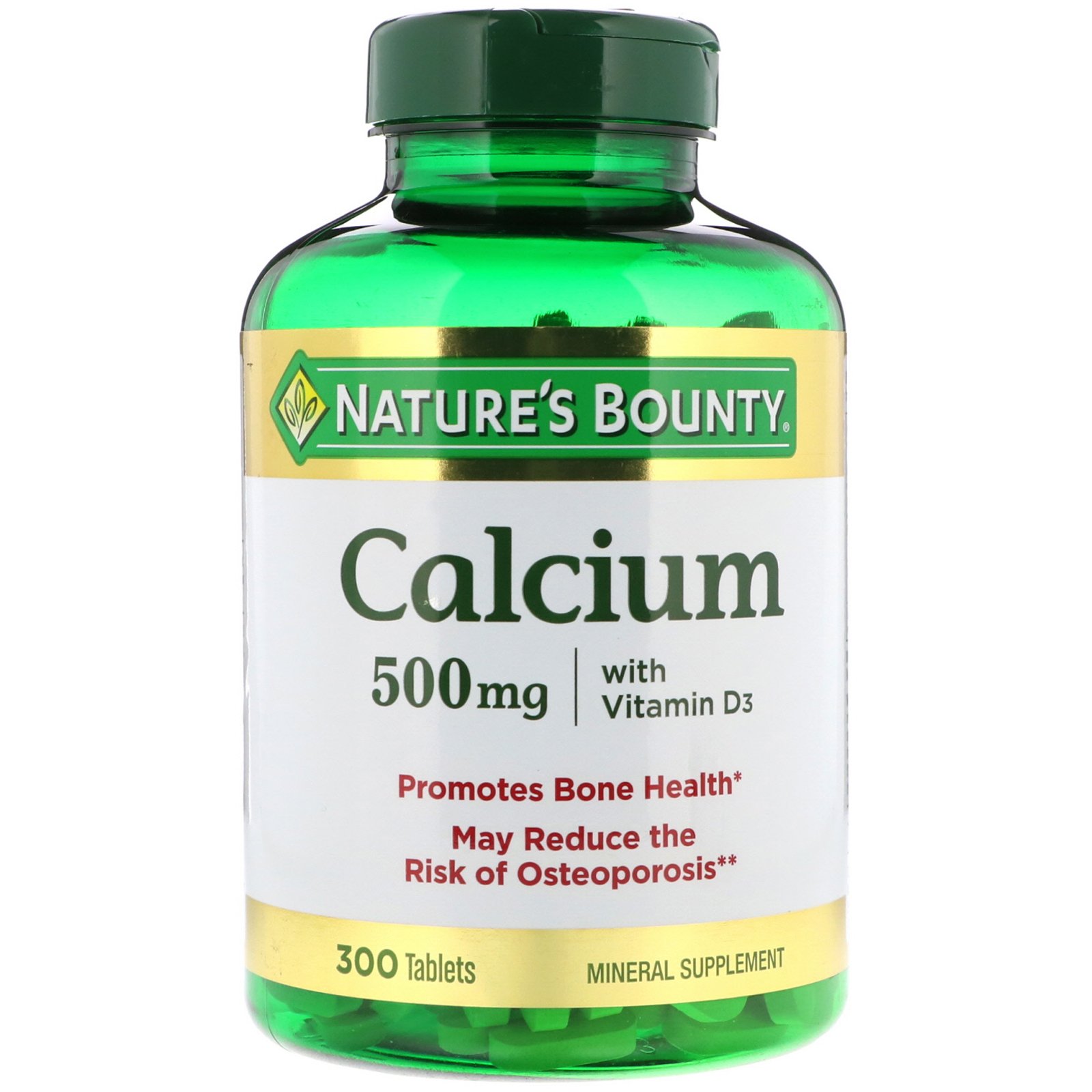 Nature's Bounty, Cálcio com Vitamina D, 500 mg, 300 Cápsulas