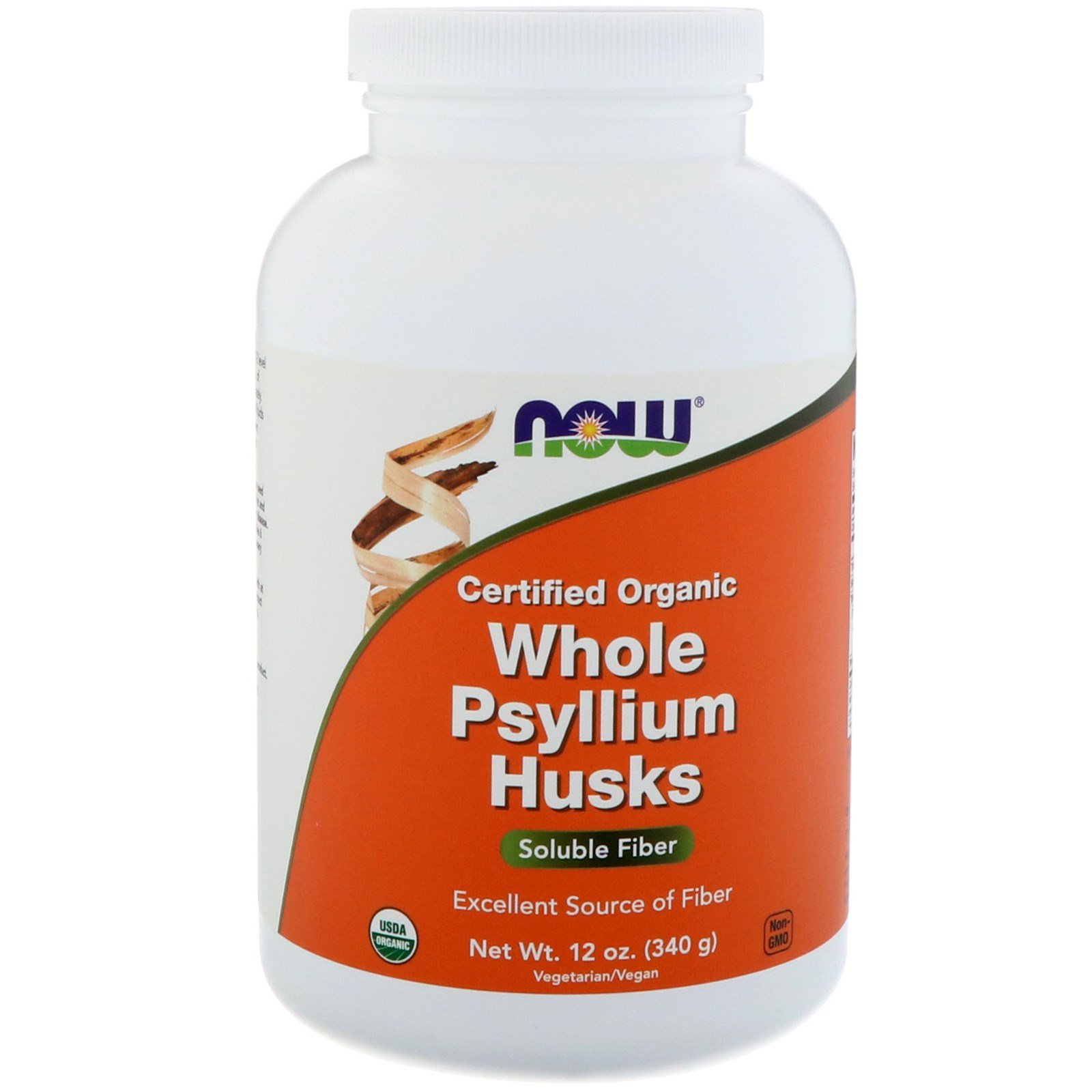 Now Foods, Salgadinhos de Psyllium inteiros orgânicos certificados, 12 oz (340 g)