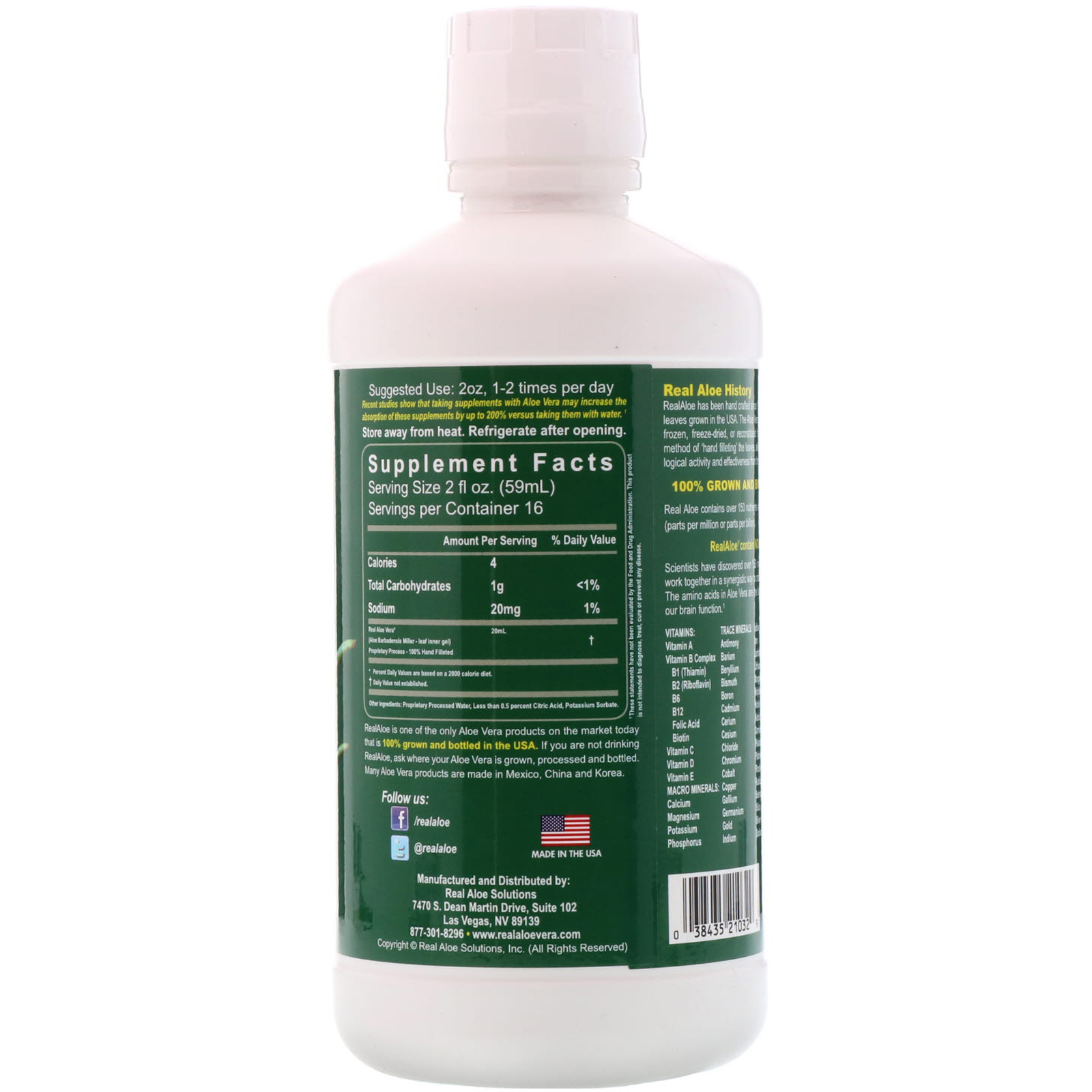 Real Aloe, Suco Aloé Vera, 32 fl oz (960 ml) - Imagem 2