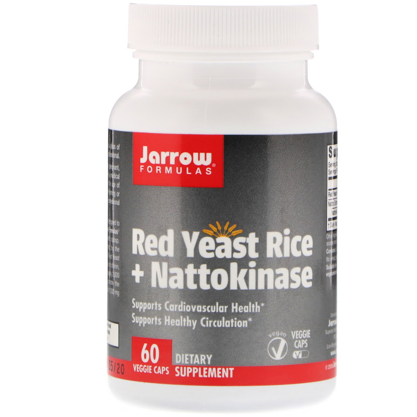 Jarrow Formulas, Arroz Fermentado Vermelho + Nattokinase, 60 Cápsulas Vegetarianas