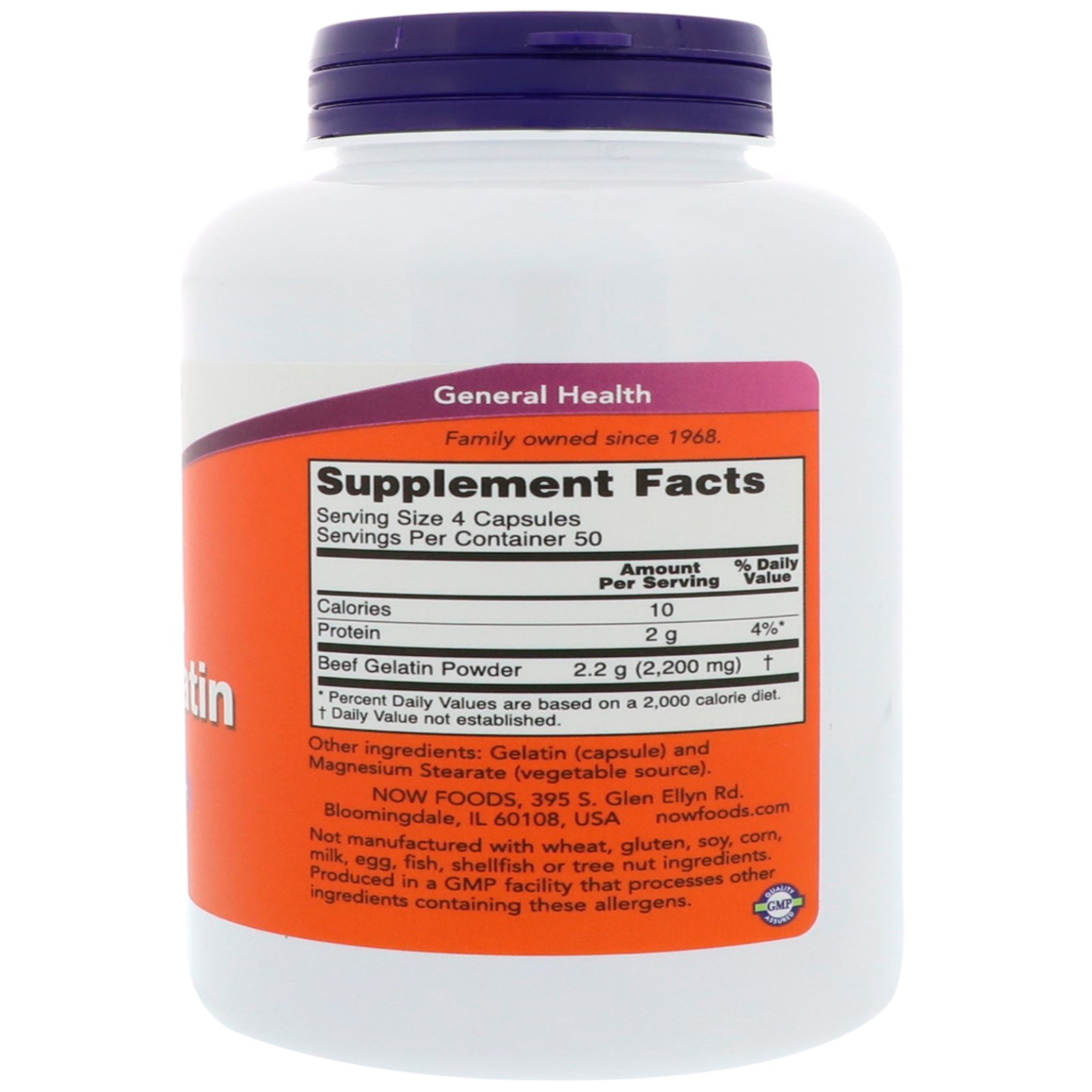 Now Foods, Gelatina de Bife, 550 mg, 200 Cápsulas - Imagem 2