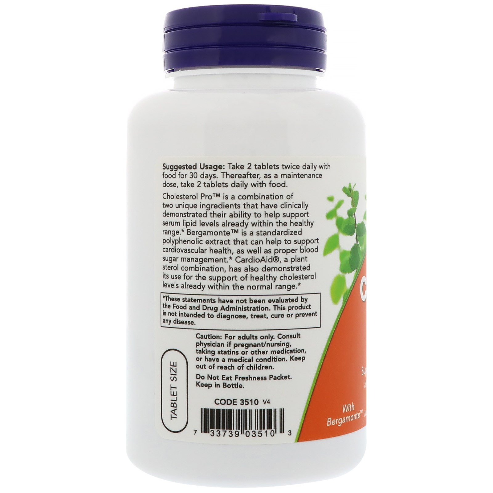 Now Foods, Cholesterol Pro, 120 Comprimidos - Imagem 3