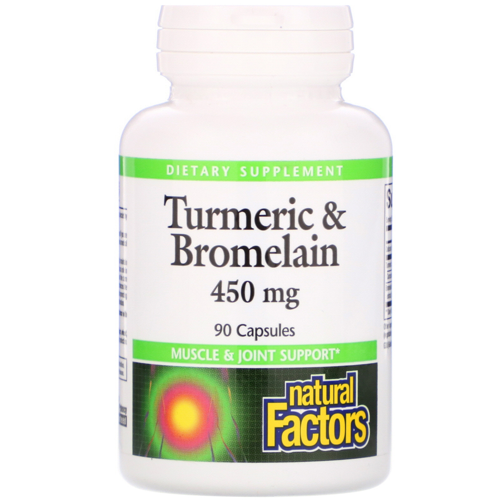 Natural Factors, Cúrcuma e Bromelaína, 450 mg, 90 cápsulas