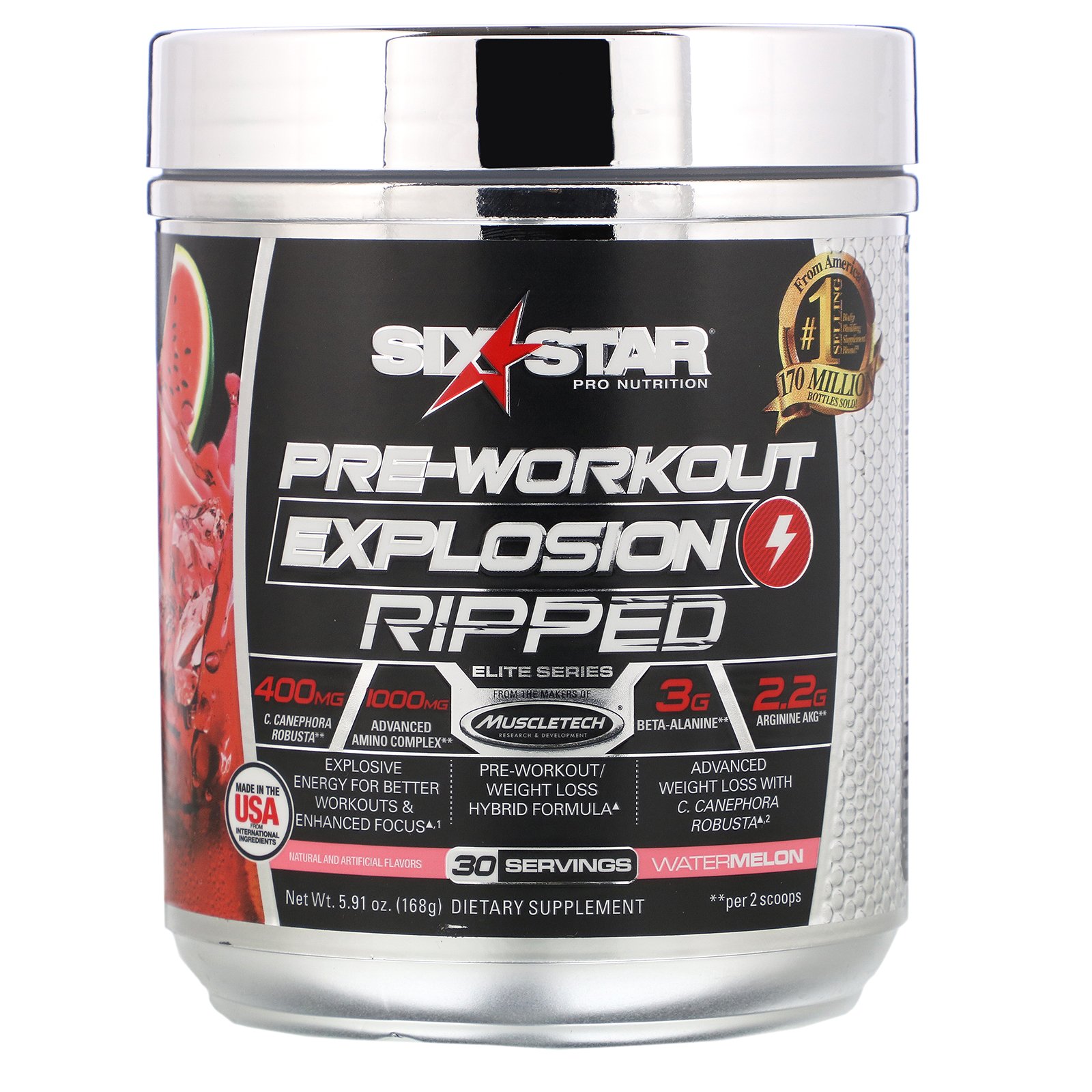 Six Star, Pre-Workout Explosion Ripped, Melancia, 168 g (5,91 oz)