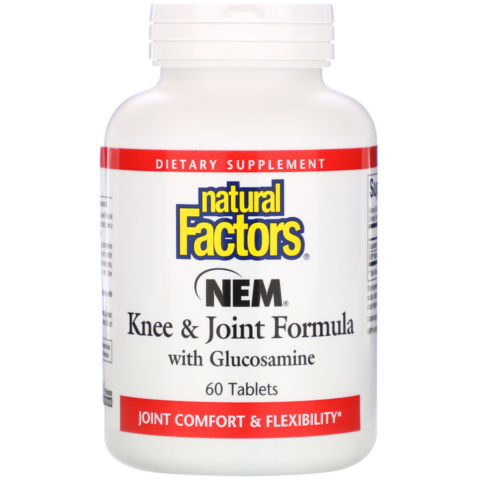 Natural Factors, Fórmula NEM com Glucosamina Para os Joelhos e Juntas, 60 Comprimidos