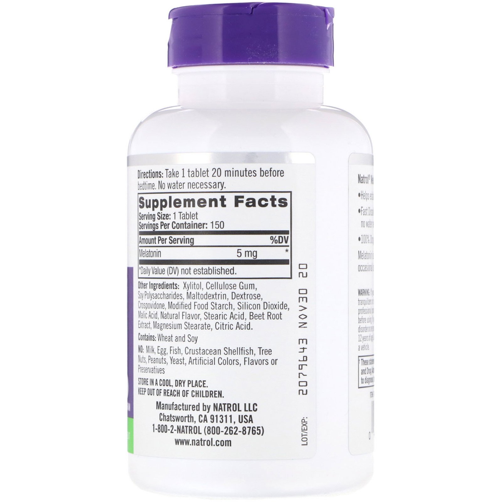 Natrol, Melatonina, Dissolução Rápida, Força Extra, Morango, 5 mg, 150 Comprimidos - Imagem 2