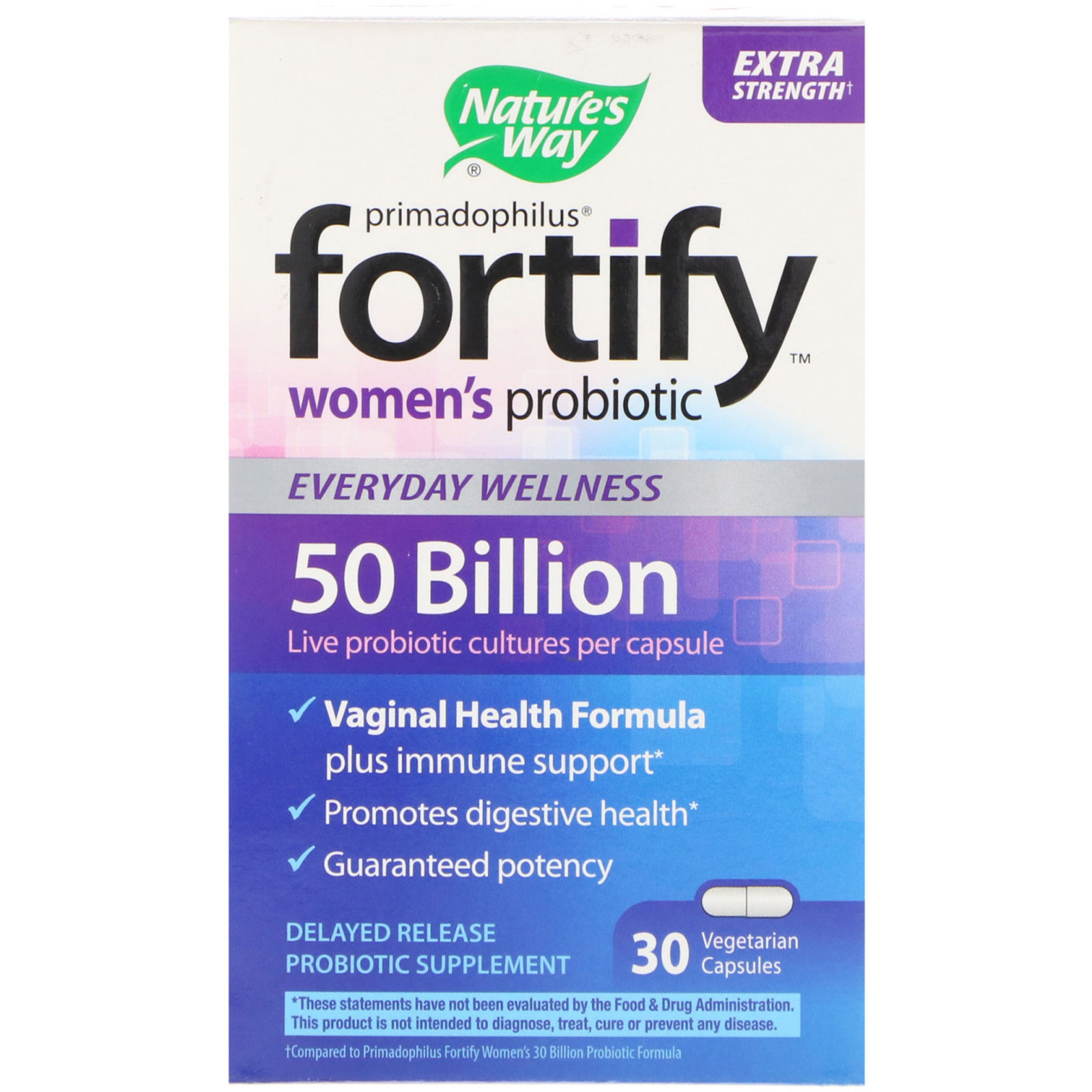 Nature's Way, Primadophilus, Fortify, Women's Probiotic, Extra Strength, 30 Vegetarian Capsules