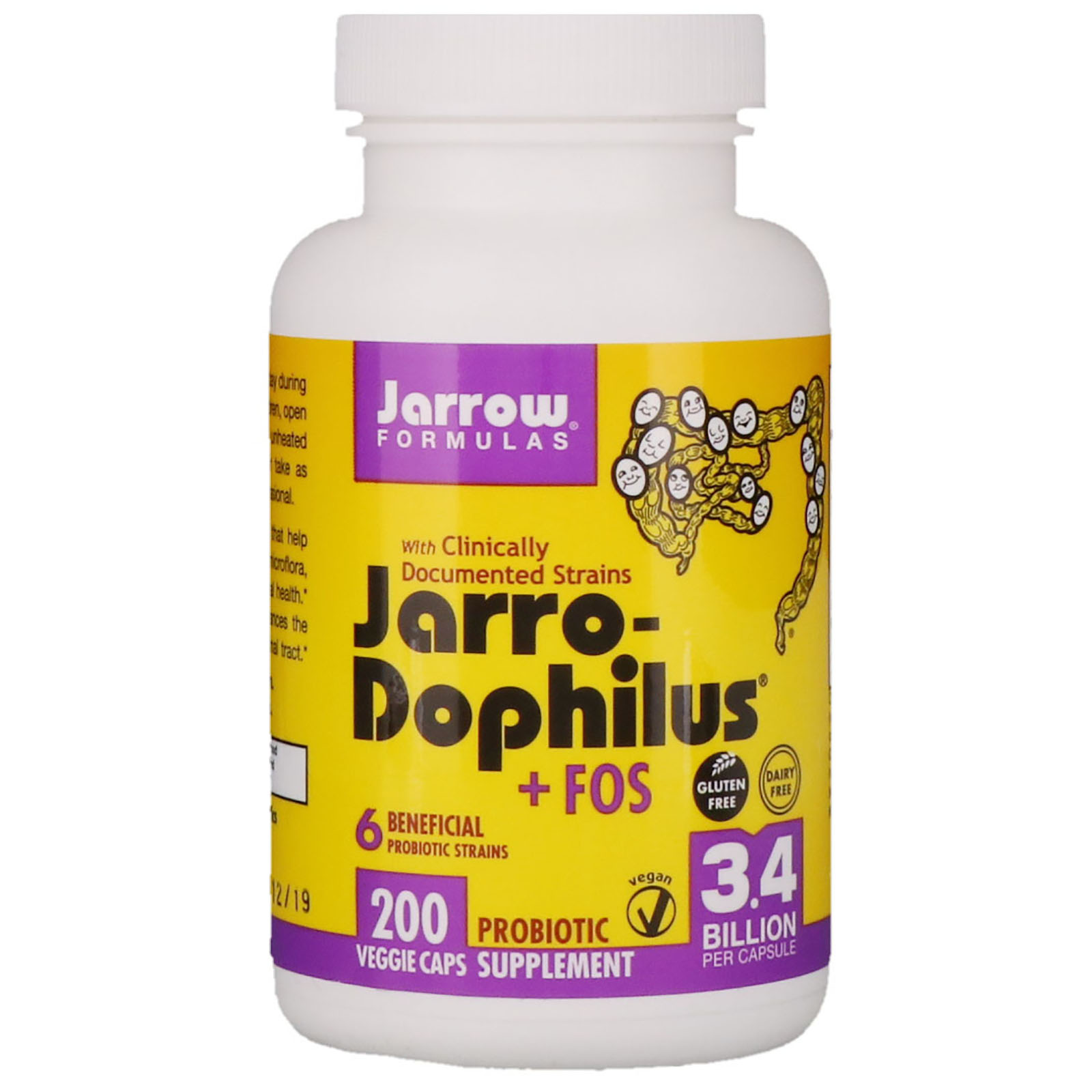 Jarrow Formulas, Jarro-Dophilus + FOS, 3,4 bilhões, 200 Cápsulas (Ice)