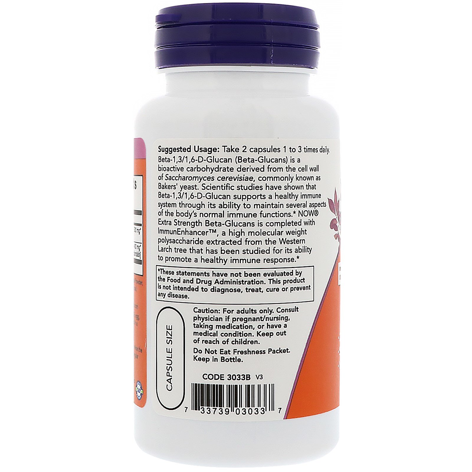Now Foods, Betaglucanos, com ImmunEnhancer, Extra Strength, 250 mg, 60 Cápsulas Vegetais - Imagem 3
