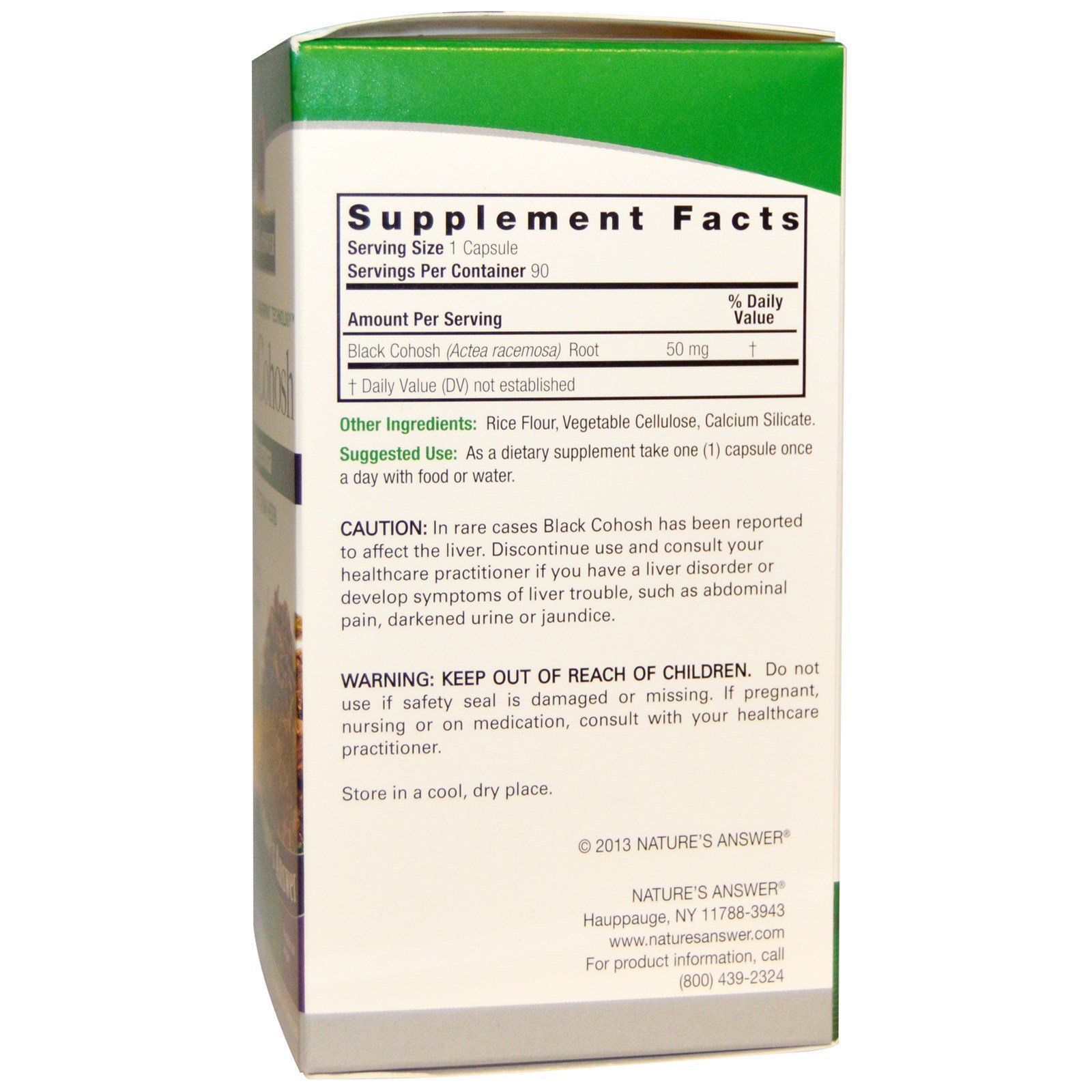 Nature's Answer, Black Cohosh, Full Spectrum Herb, 50 mg, 90 Vegetarian Capsules - Imagem 2