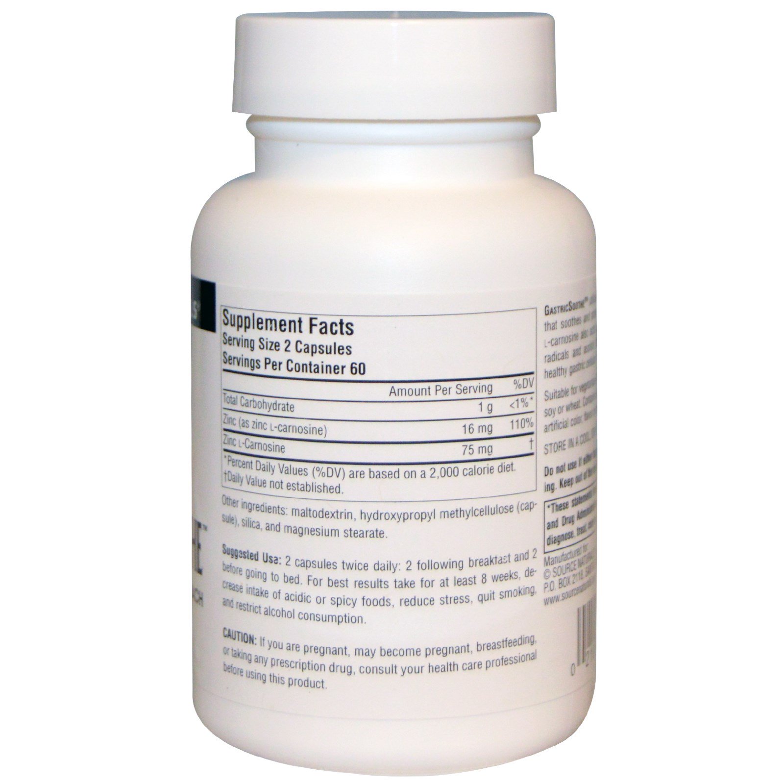 Source Naturals, GastricSoothe, 37,5 mg, 120 Cápsulas - Imagem 2