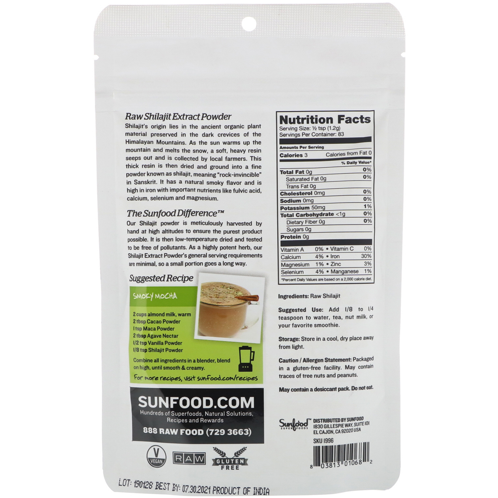 Sunfood, RAW Shilajit Powder, , 3.5 oz (100 g) - Imagem 2