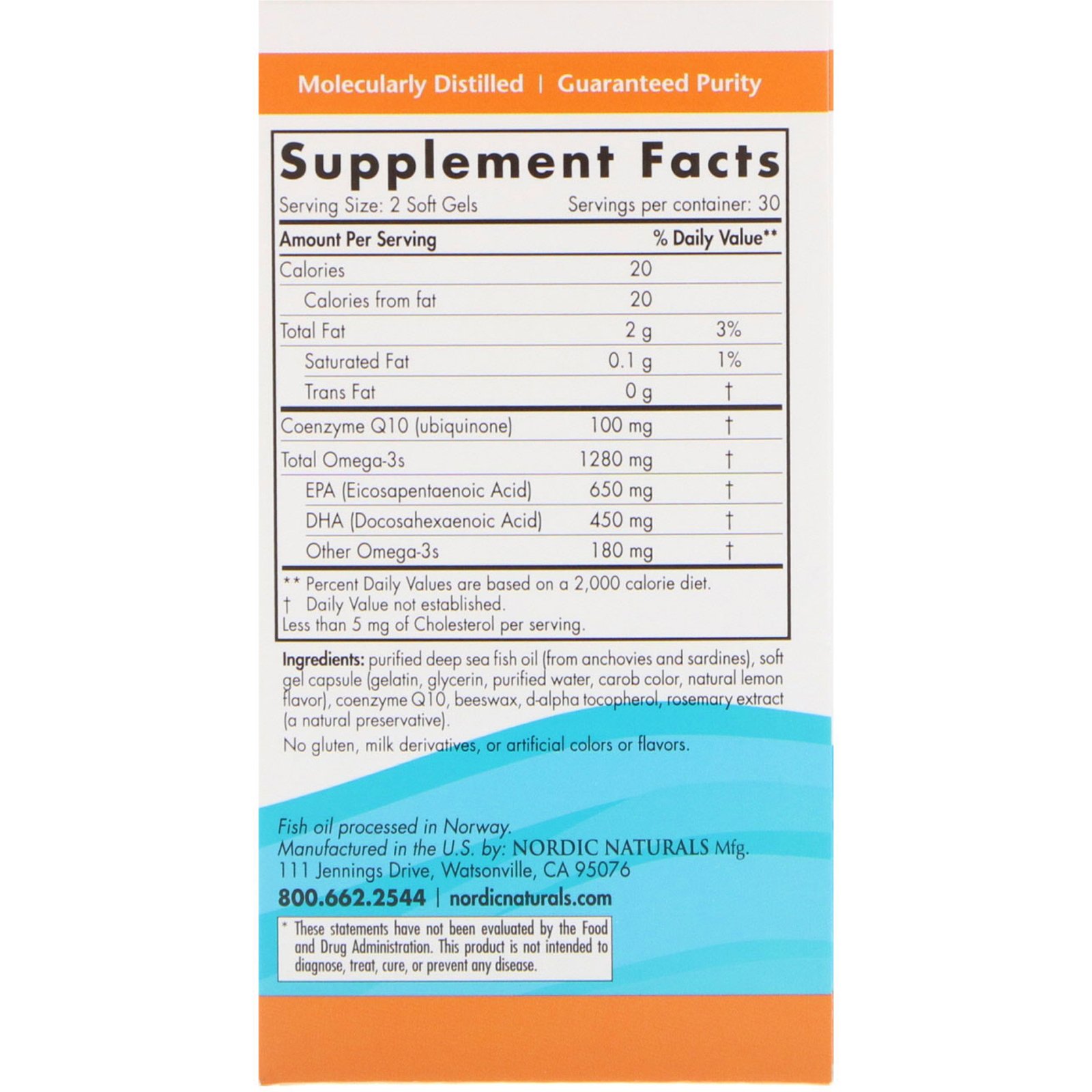 Nordic Naturals, Ultimate Omega + CoQ10, 1000 mg, 60 Cápsulas Softgel - Imagem 2