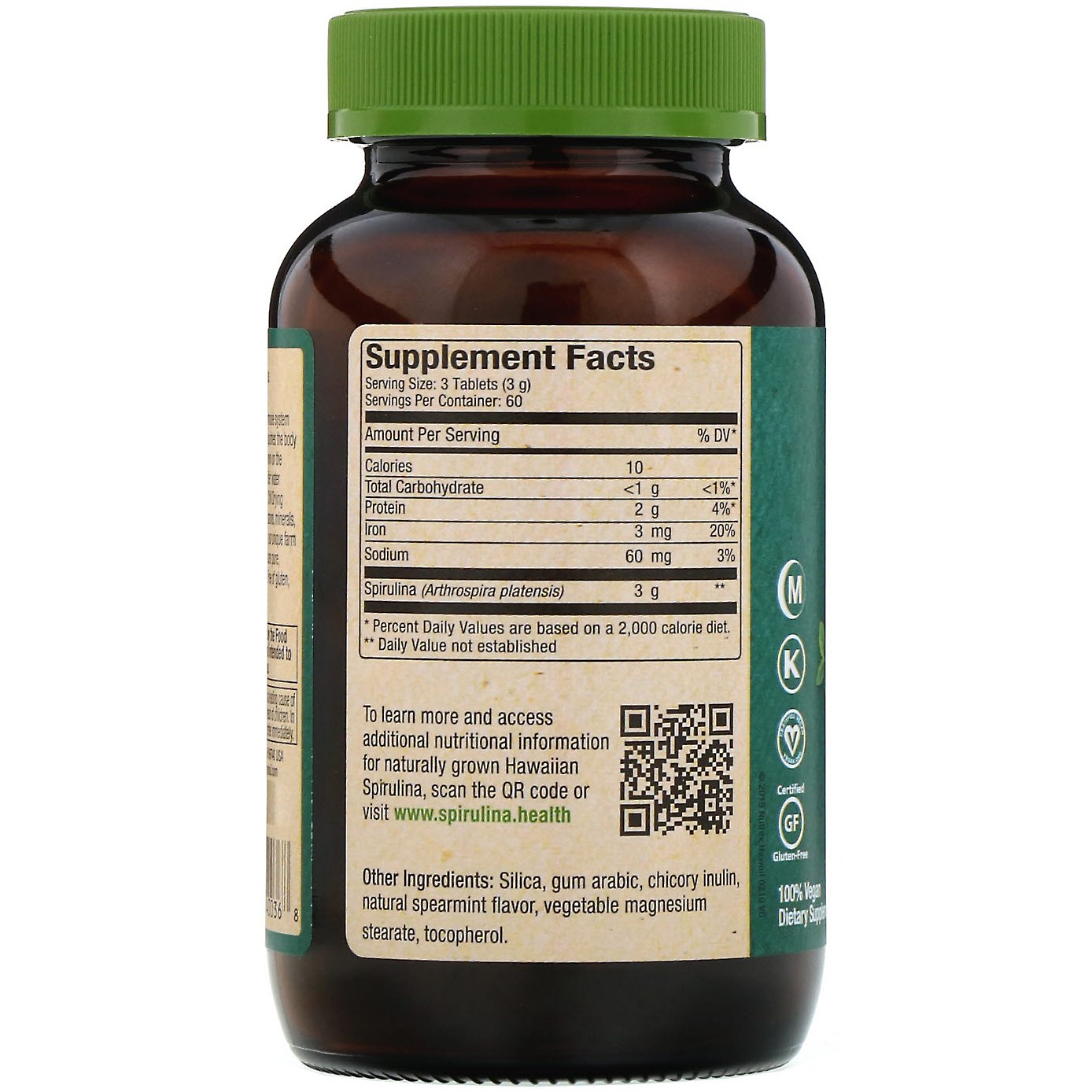 Nutrex Hawaii, Pure Hawaiian Spirulina, Hortelã, 1.000 mg, 180 Comprimidos - Imagem 2
