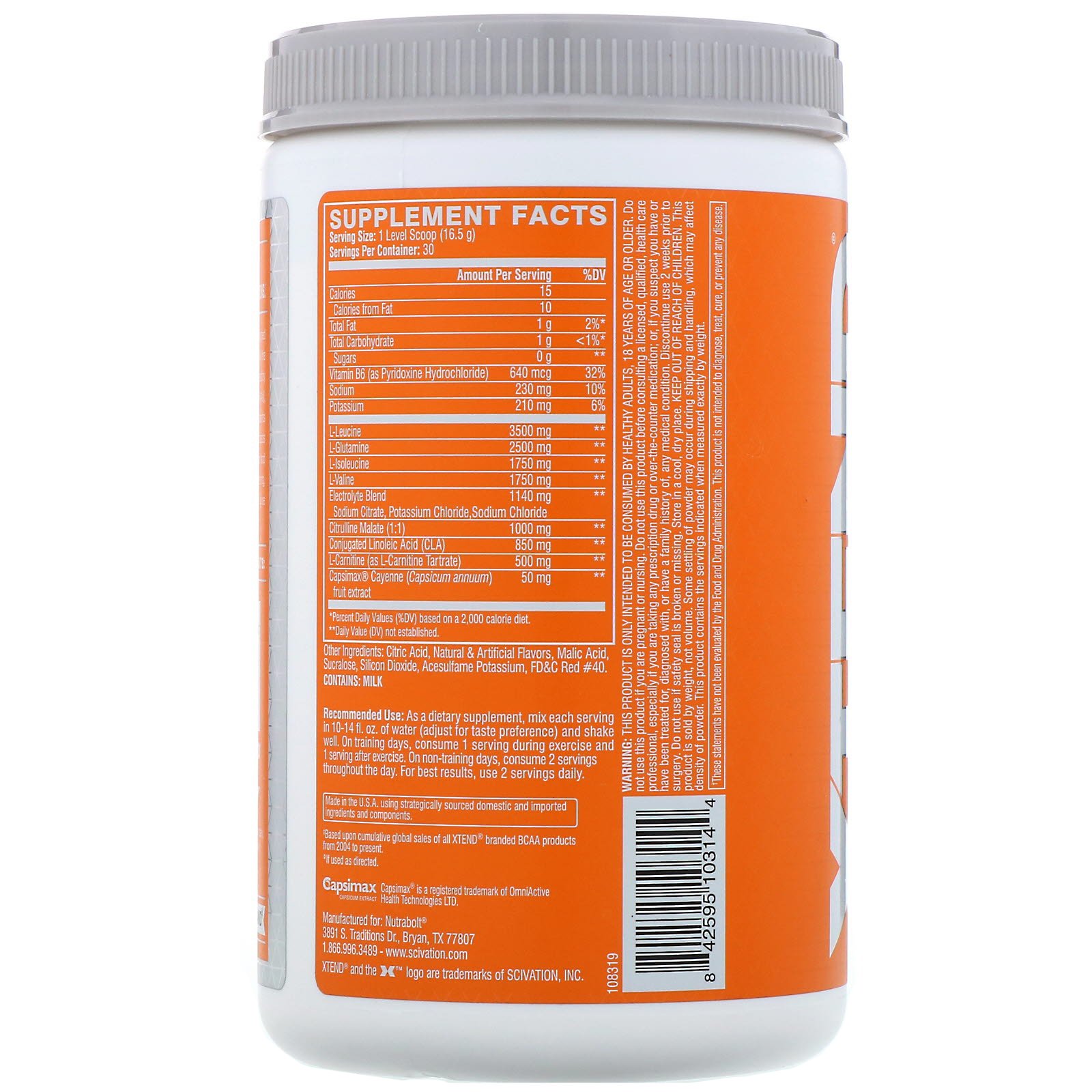Scivation, Xtend Ripped, 7 g de BCAAs, Splash de Morango e Kiwi, 495 g (1,09 lb) - Imagem 2