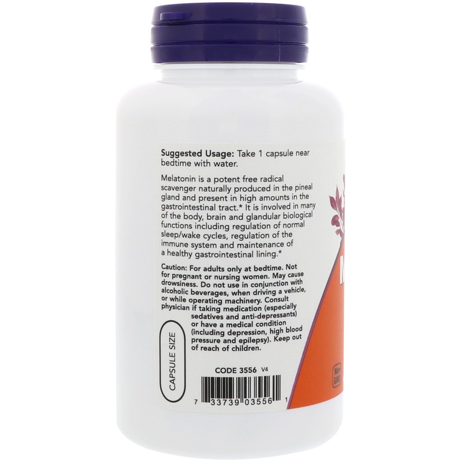 Now Foods, Melatonina, 5 mg, 180 Cápsulas Vegetais - Imagem 3