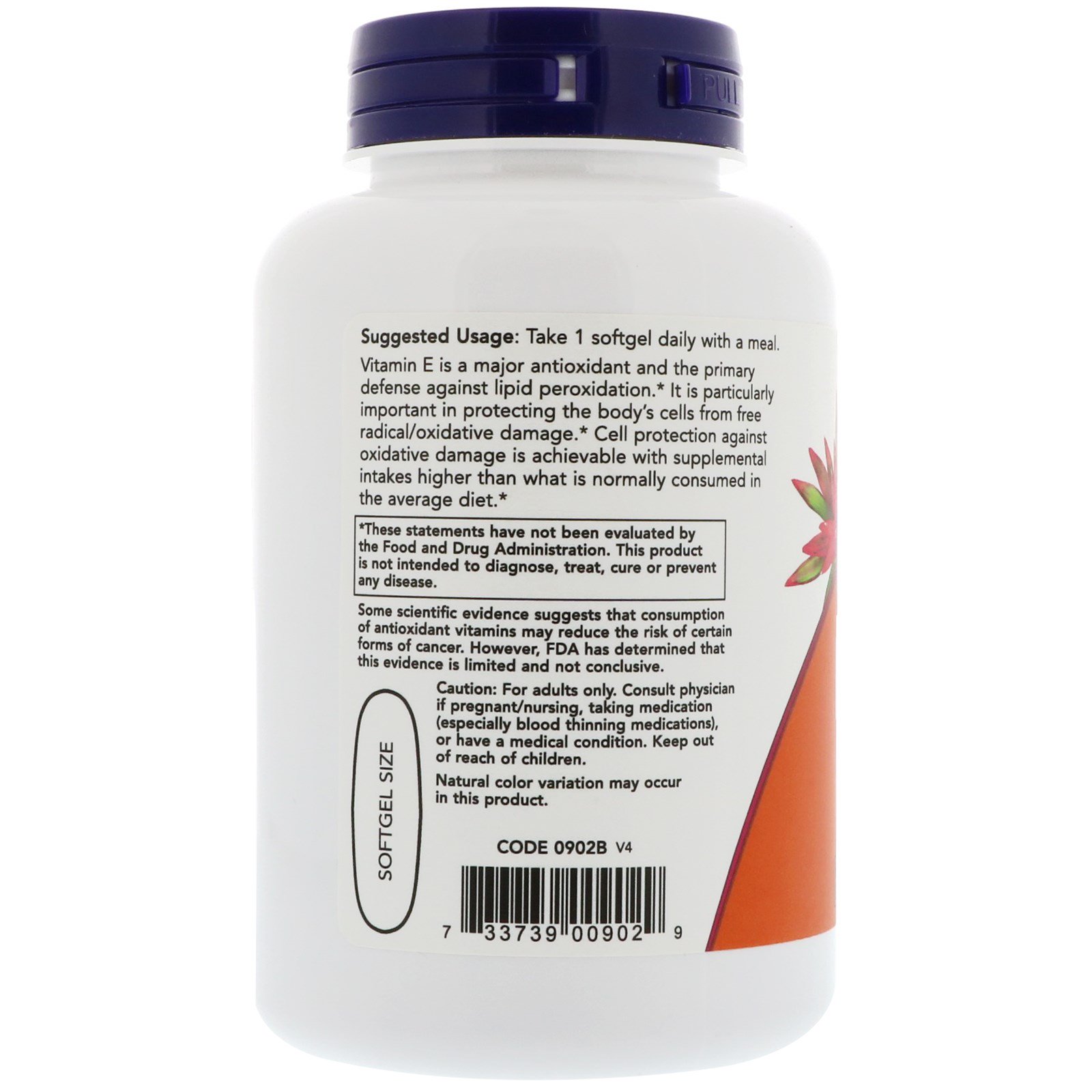 Now Foods, E-1000, 100 Cápsulas Softgel - Imagem 3