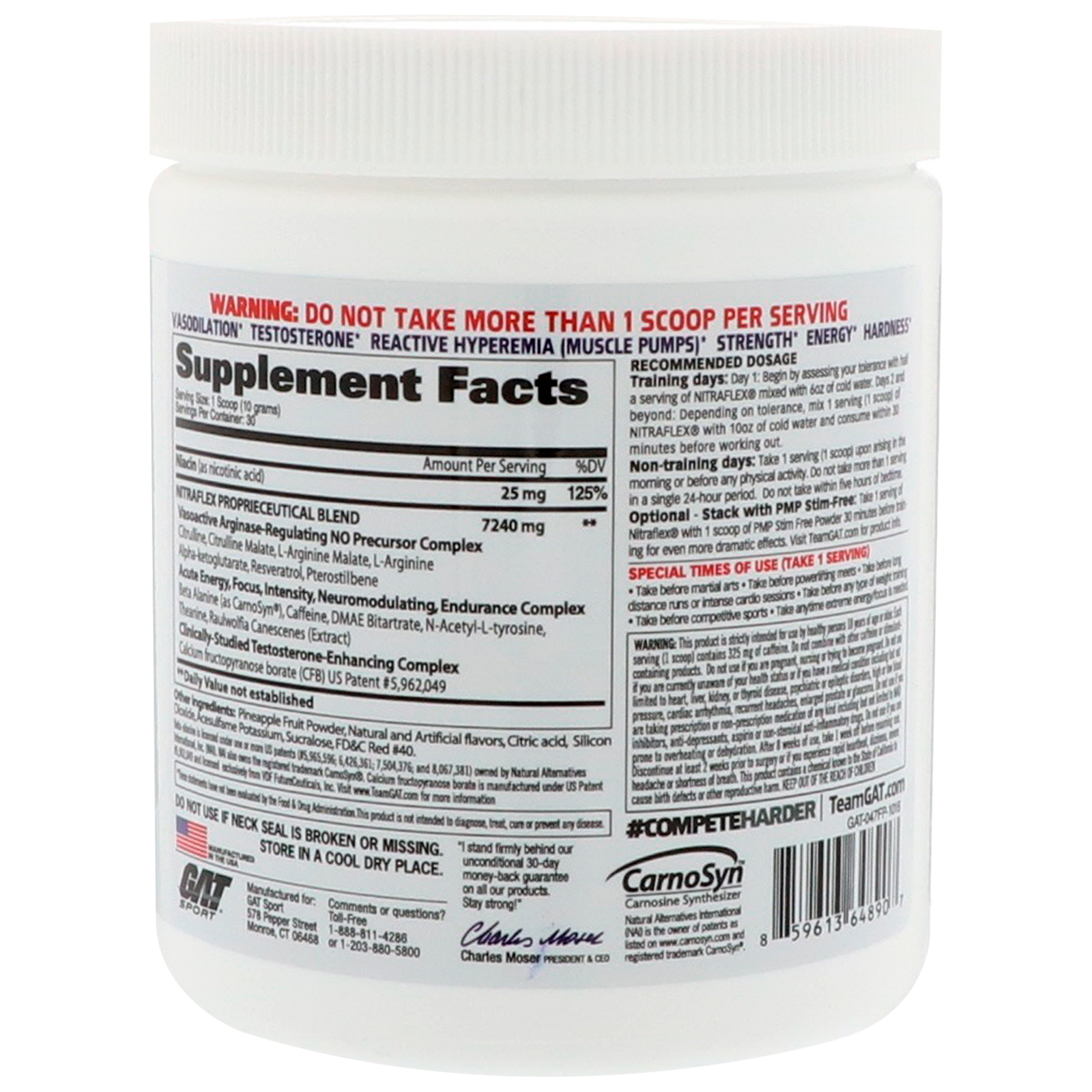 GAT, NITRAFLEX, Fruit Punch, 10.6 oz (300 g) - Imagem 2