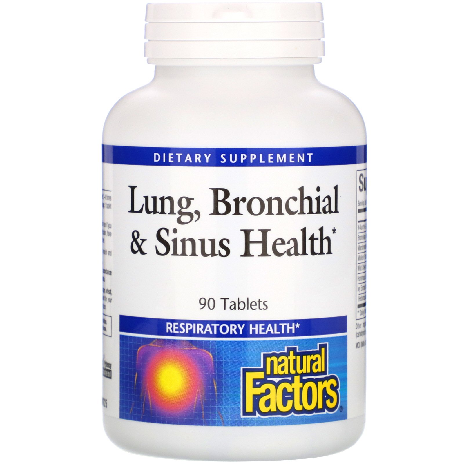 Natural Factors, Saúde dos Pulmões, Brônquios & Sinus, 90 Comprimidos