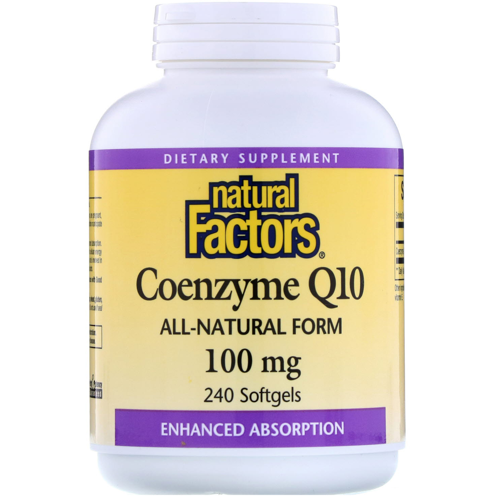Natural Factors, Coenzima Q10, 100 mg, 240 Cápsulas Softgel