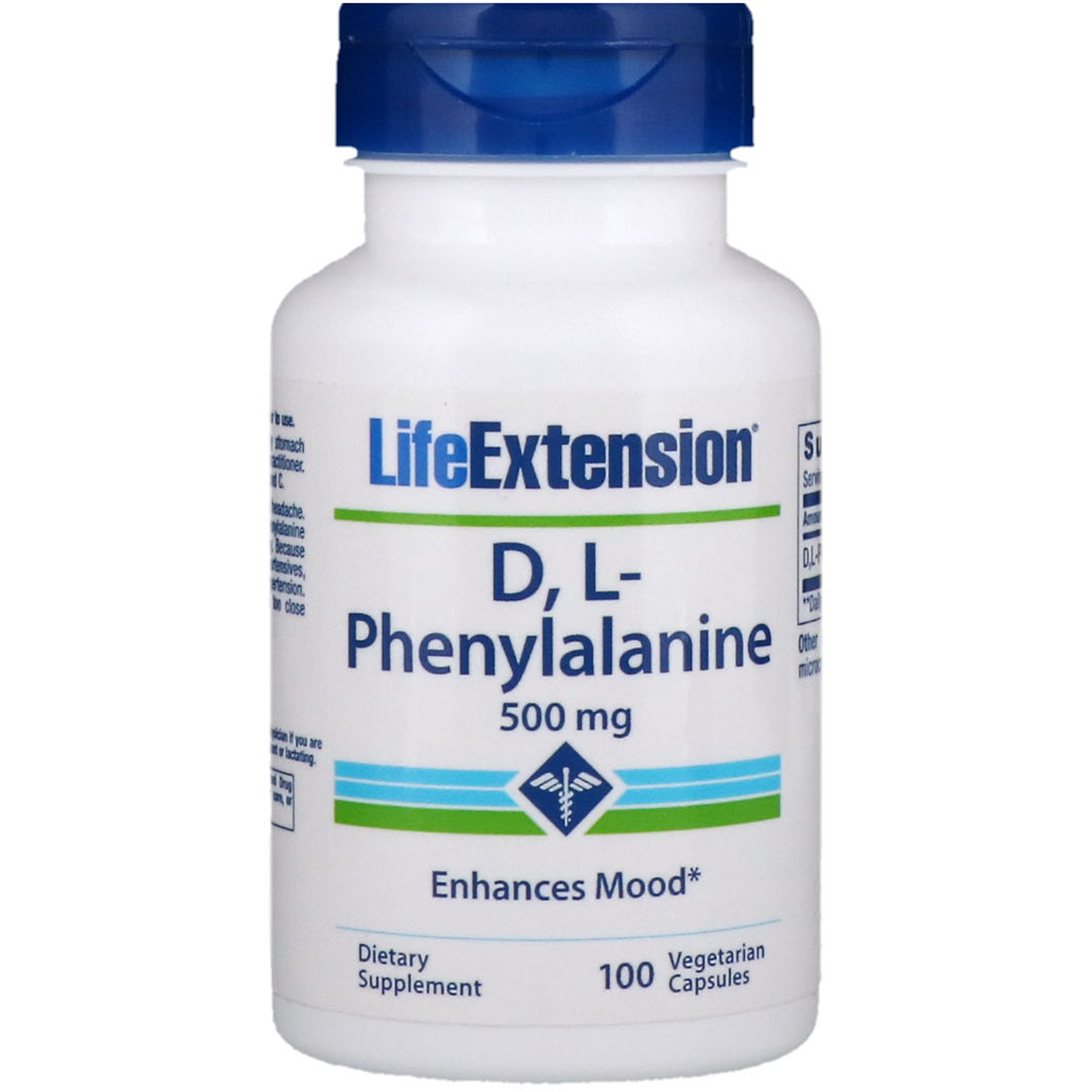 Life Extension, D, L-Phenylalanine, 500 mg, 100 Cápsula Vegetarianas