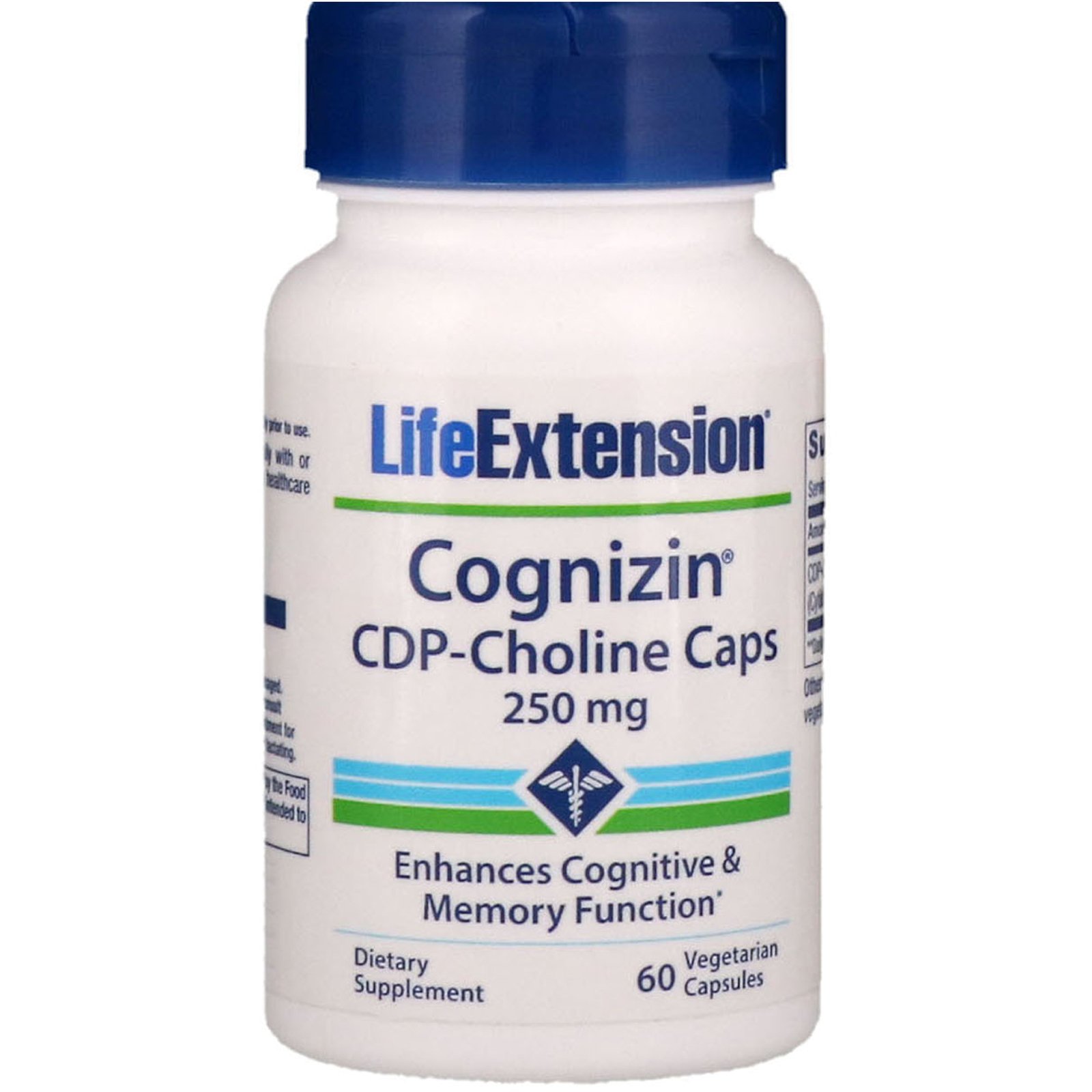 Life Extension, Cognizin, Cápsulas de CDP-Colina, 250 mg, 60 Cápsulas Vegetais