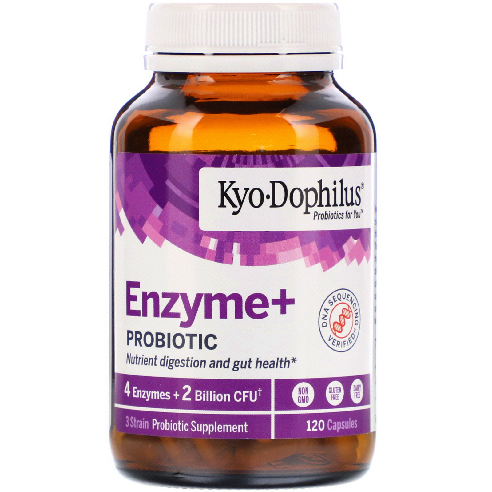 Kyolic, Kyo-Dophilus, Enzyme+ Probiotic, 2 Billion CFU, 120 Capsules - Imagem 3