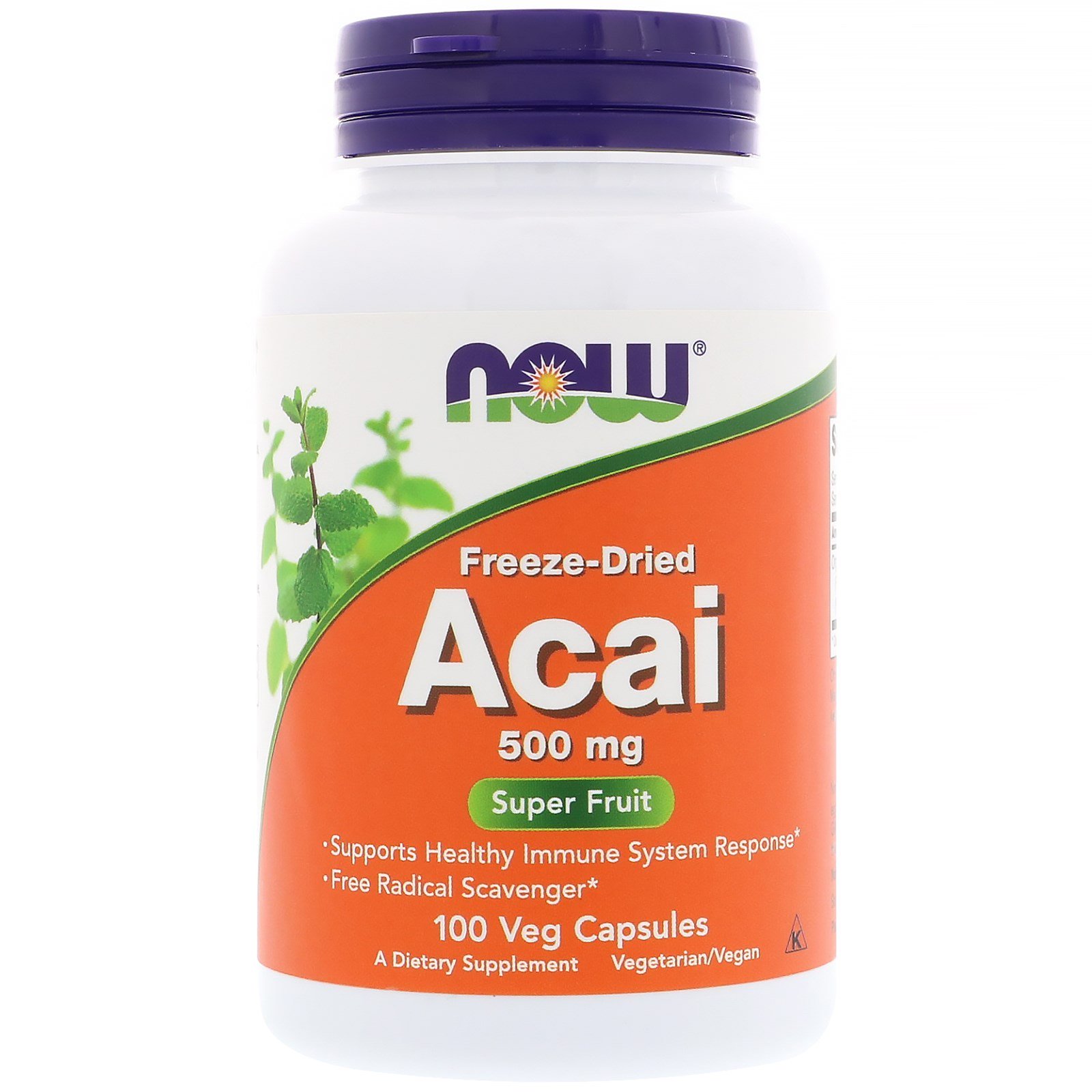 Now Foods, Açaí Liofilizado, 500 mg, 100 Cápsulas Vegetais