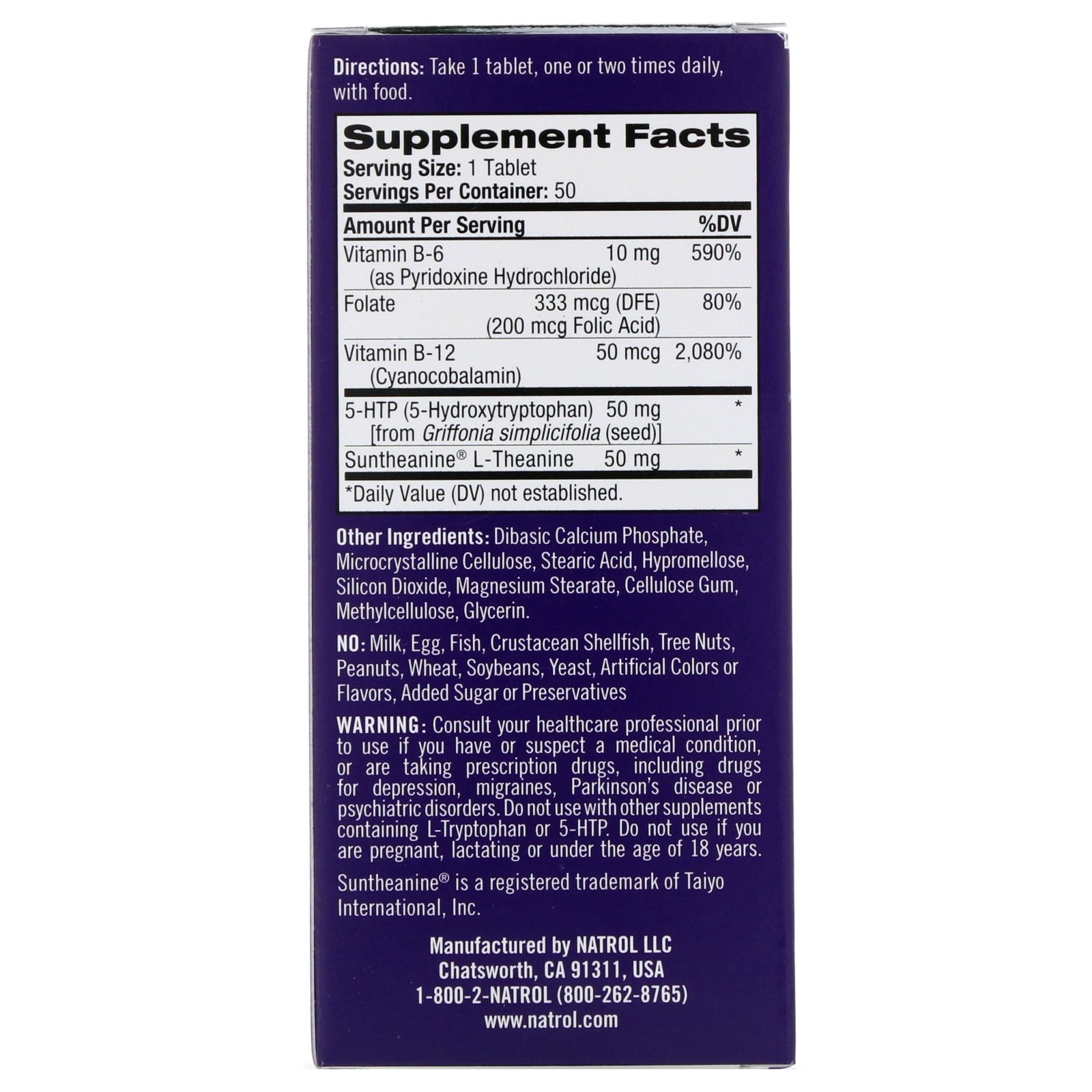 Natrol, Humor positivo de 5 HTP, 50 comprimidos - Imagem 2
