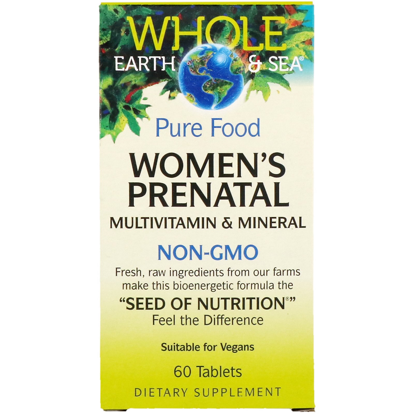 Natural Factors, Whole Earth & Sea, Multivitamínico e Multimineral Pré-natal para Mulheres, 60 Comprimidos